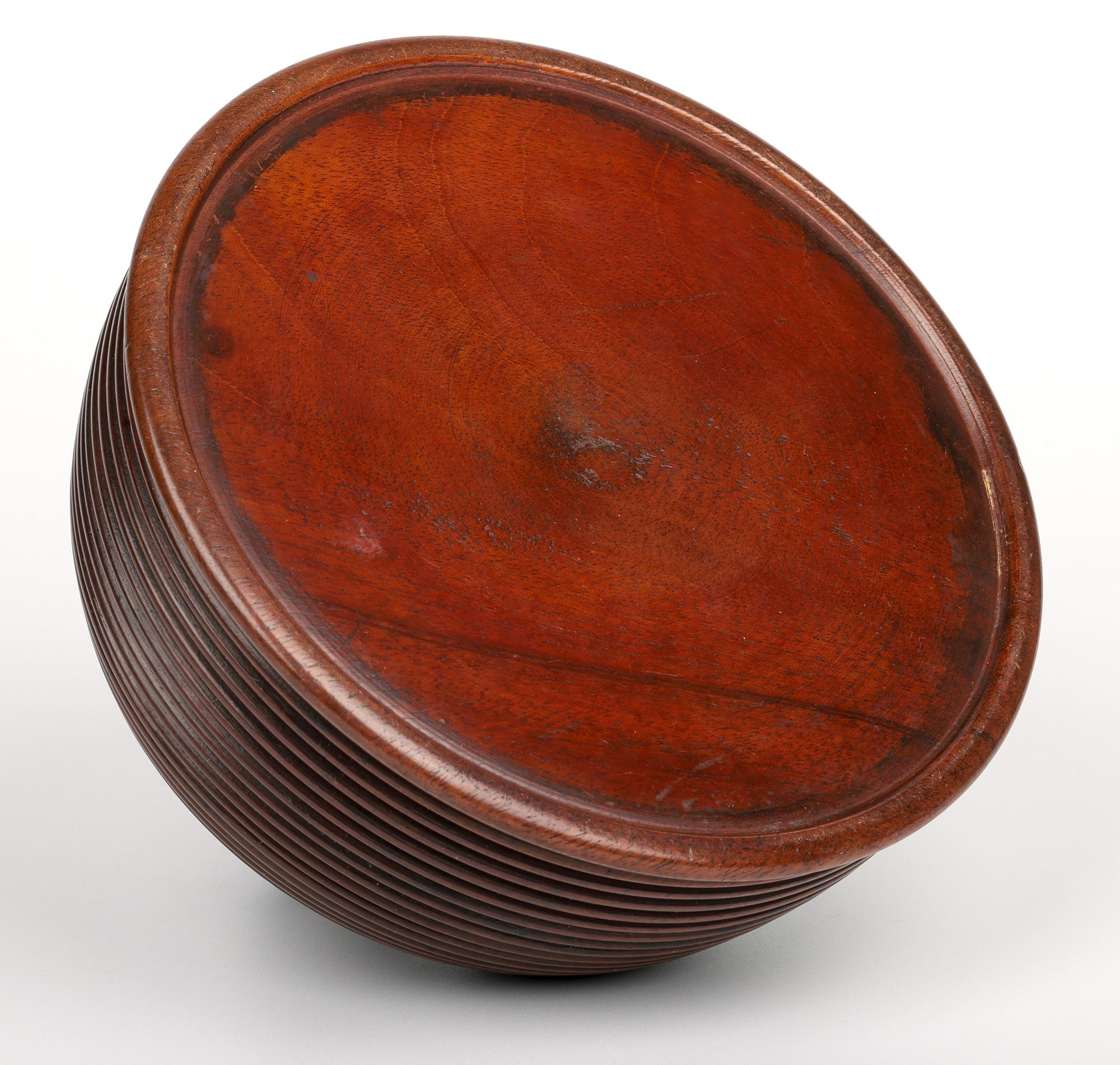 Stunning & Unusual Antique Treen Turned Domed Lidded Container For Sale 2