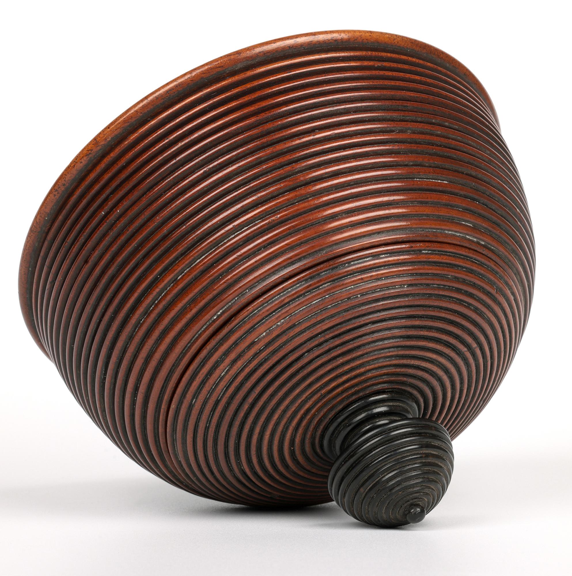 Stunning & Unusual Antique Treen Turned Domed Lidded Container For Sale 3