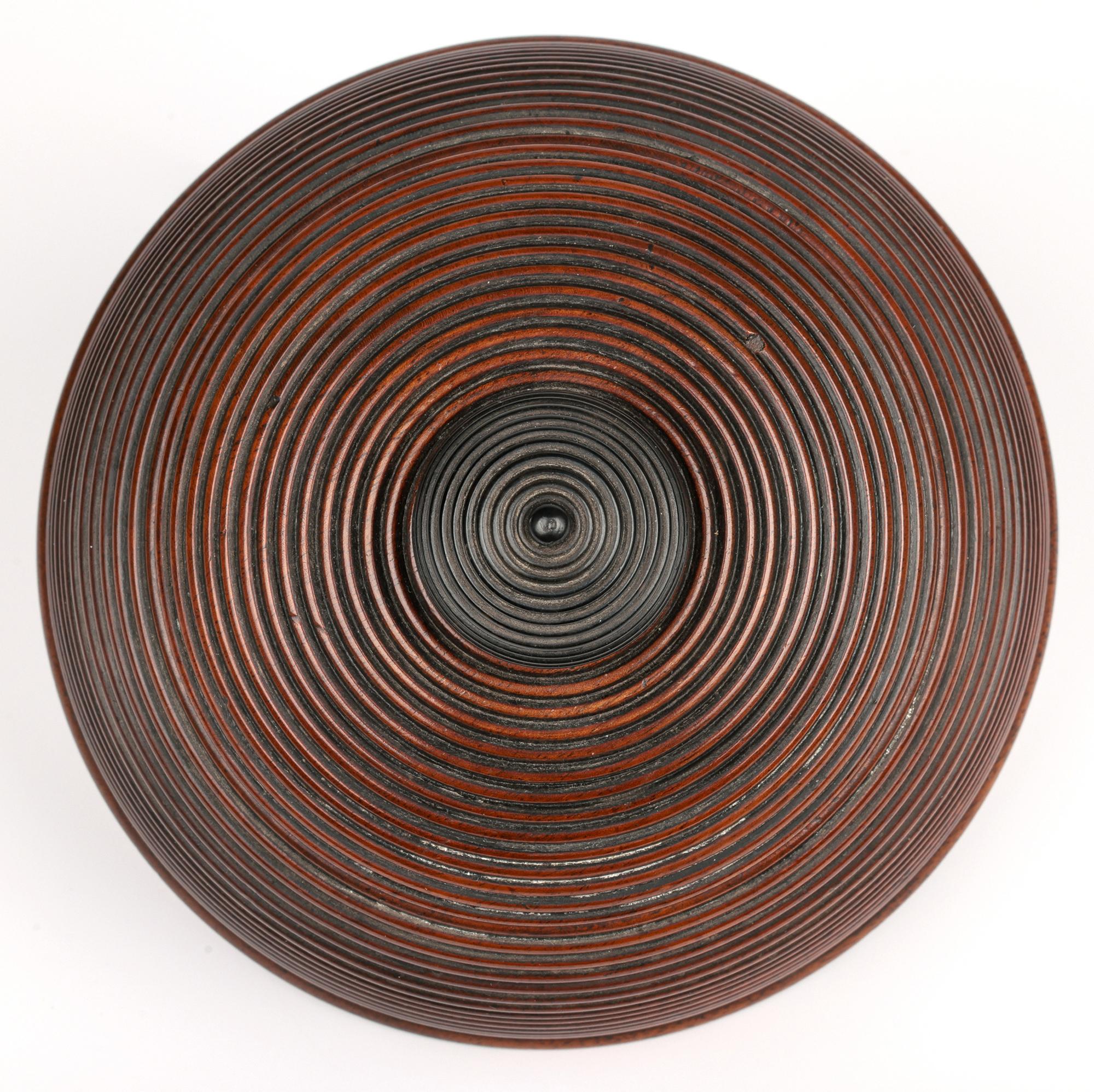 Stunning & Unusual Antique Treen Turned Domed Lidded Container For Sale 8