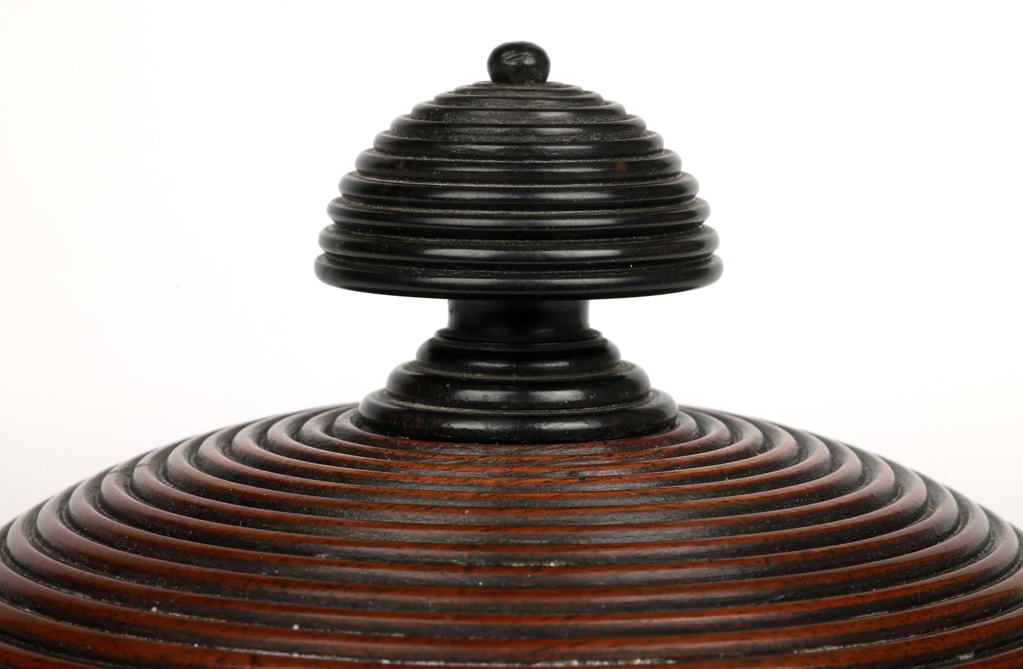 Stunning & Unusual Antique Treen Turned Domed Lidded Container For Sale 11