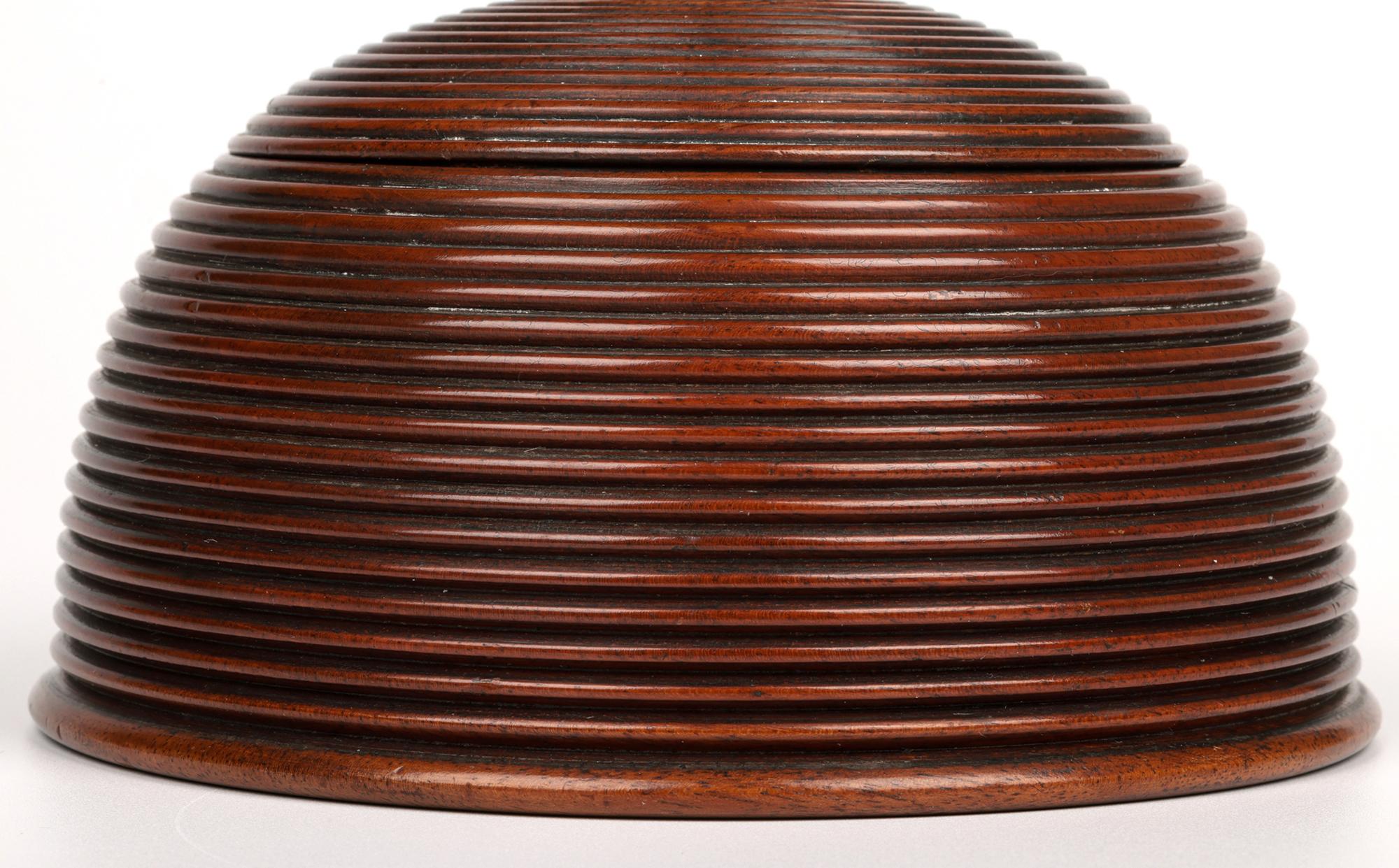 Stunning & Unusual Antique Treen Turned Domed Lidded Container For Sale 12
