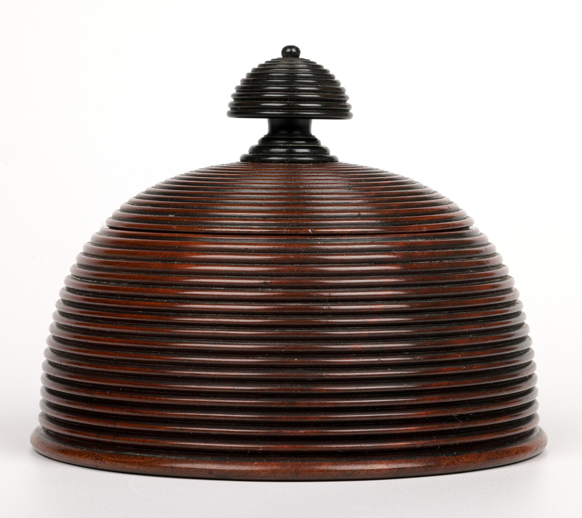 British Stunning & Unusual Antique Treen Turned Domed Lidded Container For Sale