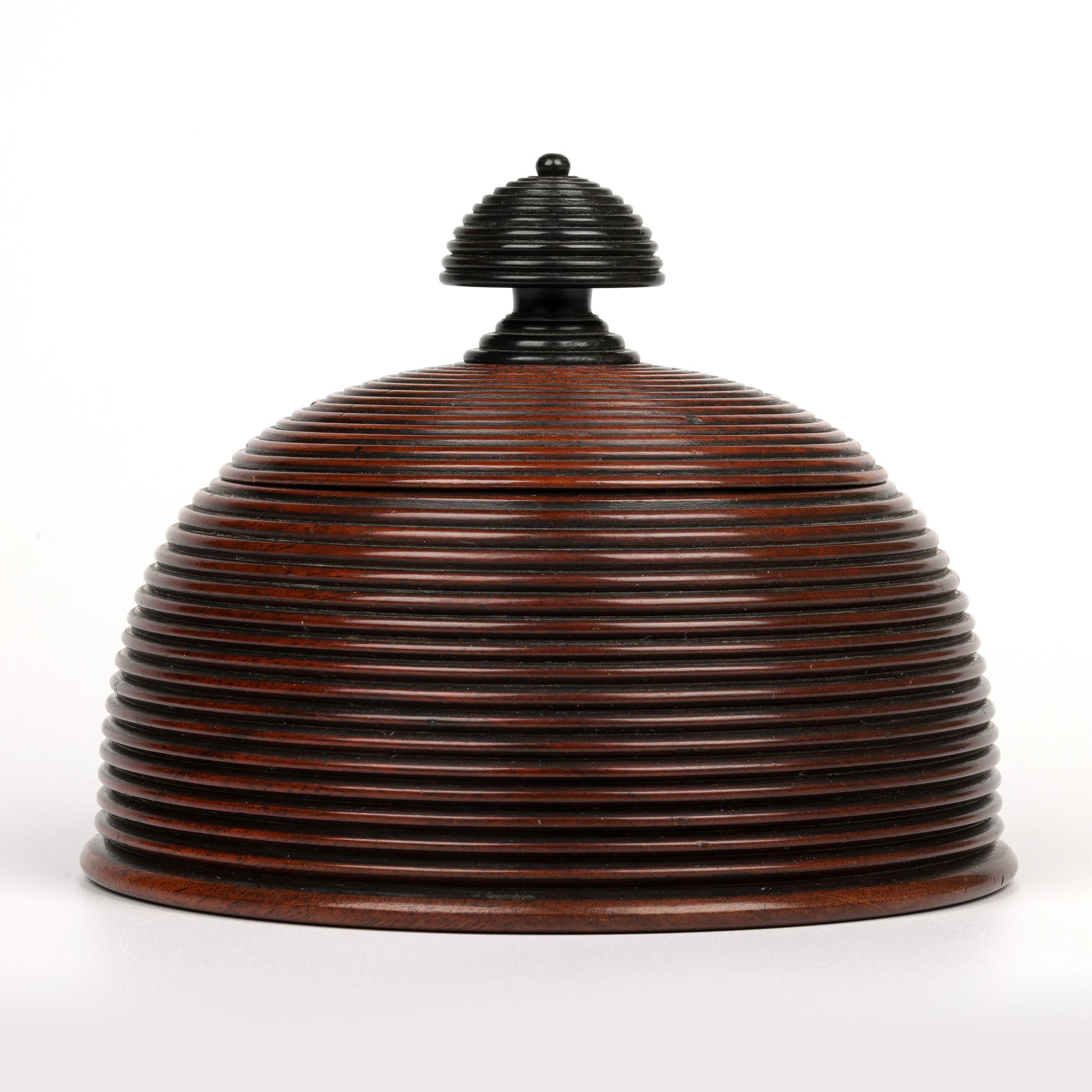 Stunning & Unusual Antique Treen Turned Domed Lidded Container For Sale 1