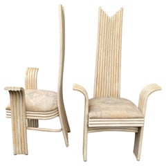 Stunning, Unusual Pair Rattan/ Bamboo Arm Chairs, Attrib to Danny Ho Fong