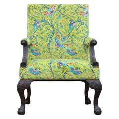 Stunning Upholstered Highly Carved Gainsborough George the Second Library Chair