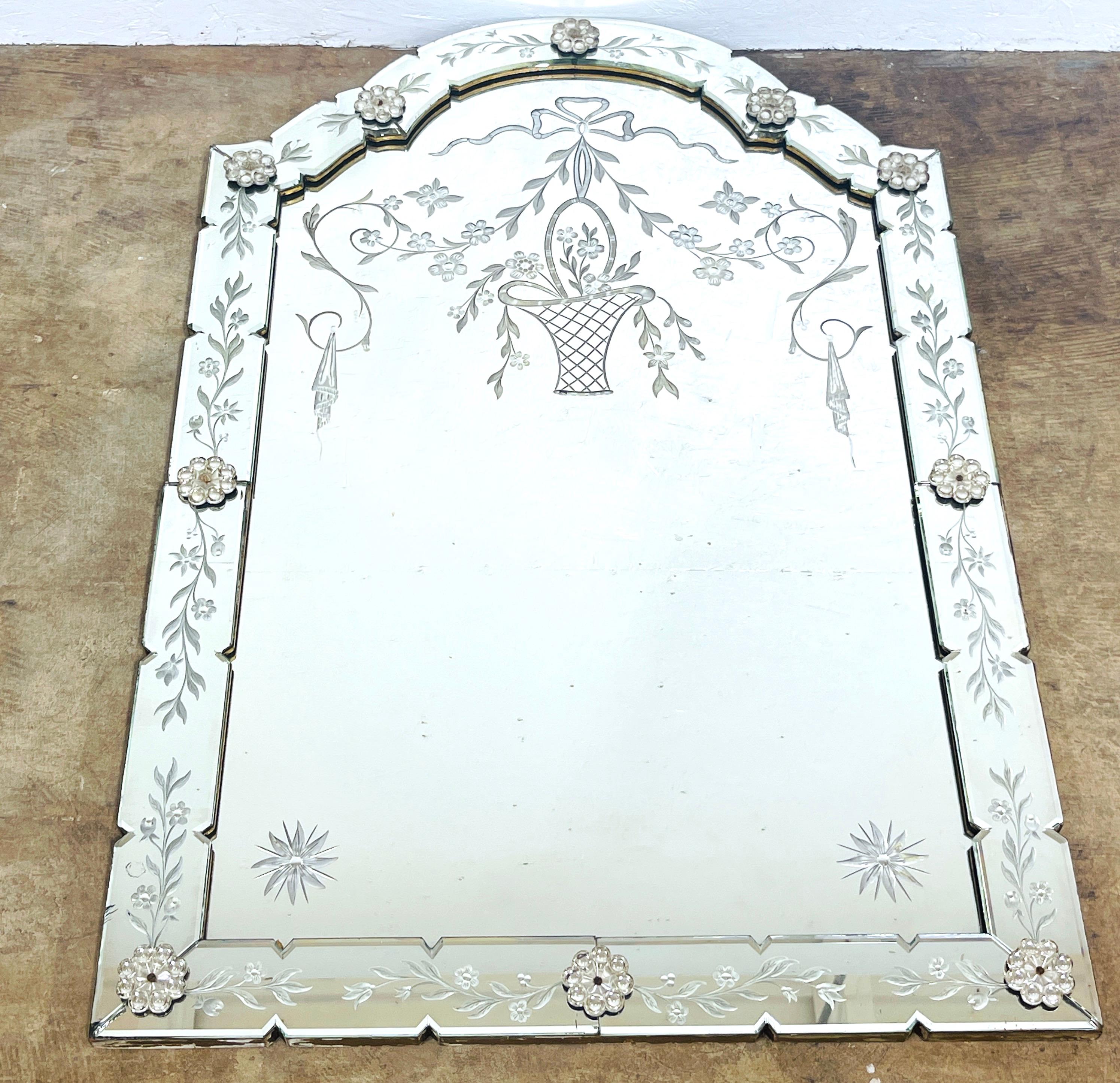20th Century Stunning Venetian 'Rock Crystal' Engraved Neoclassical Mirror
