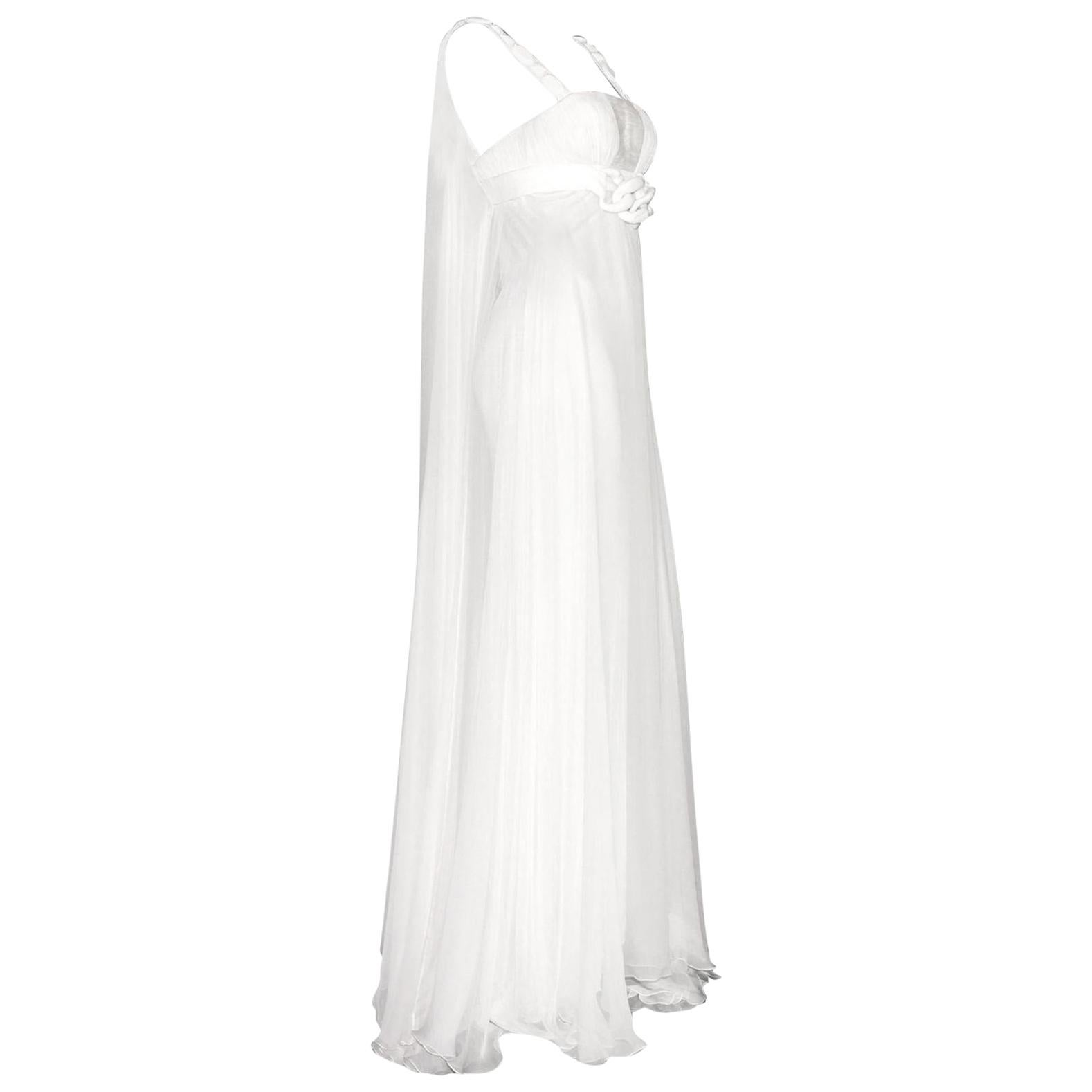 Stunning Versace Ivory Silk Goddess Maxi Dress Evening Wedding Gown