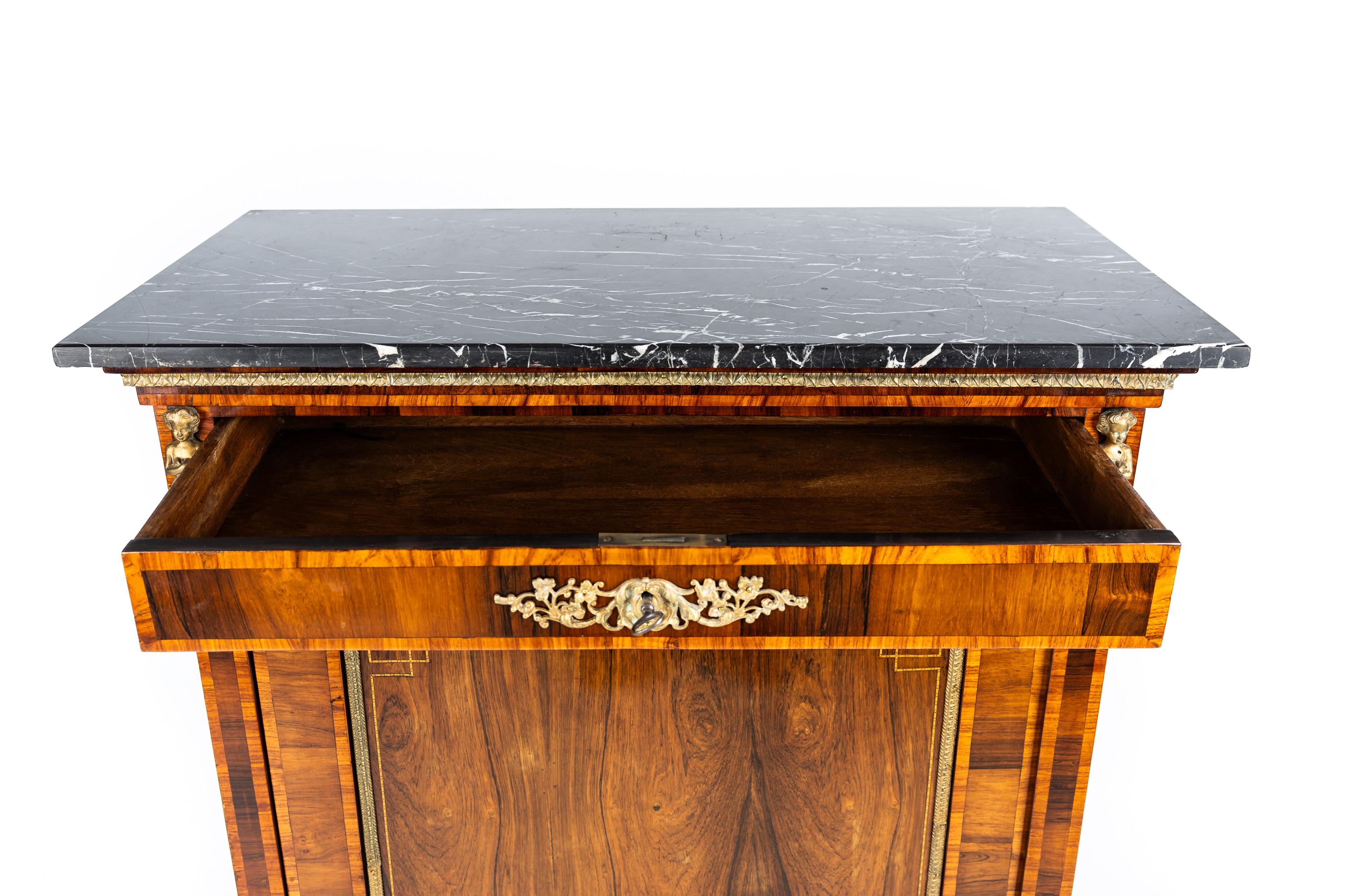 Stunning Vertiko with marquetry, half cabinet, Napoleon III, 1880s, France For Sale 5
