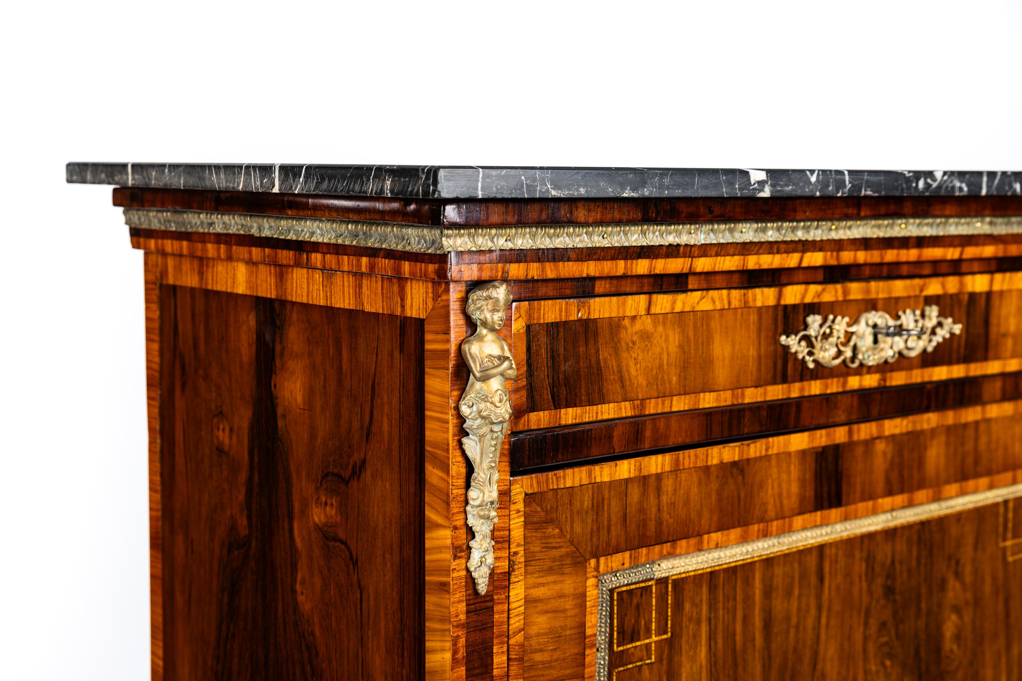 Stunning Vertiko with marquetry, half cabinet, Napoleon III, 1880s, France For Sale 11
