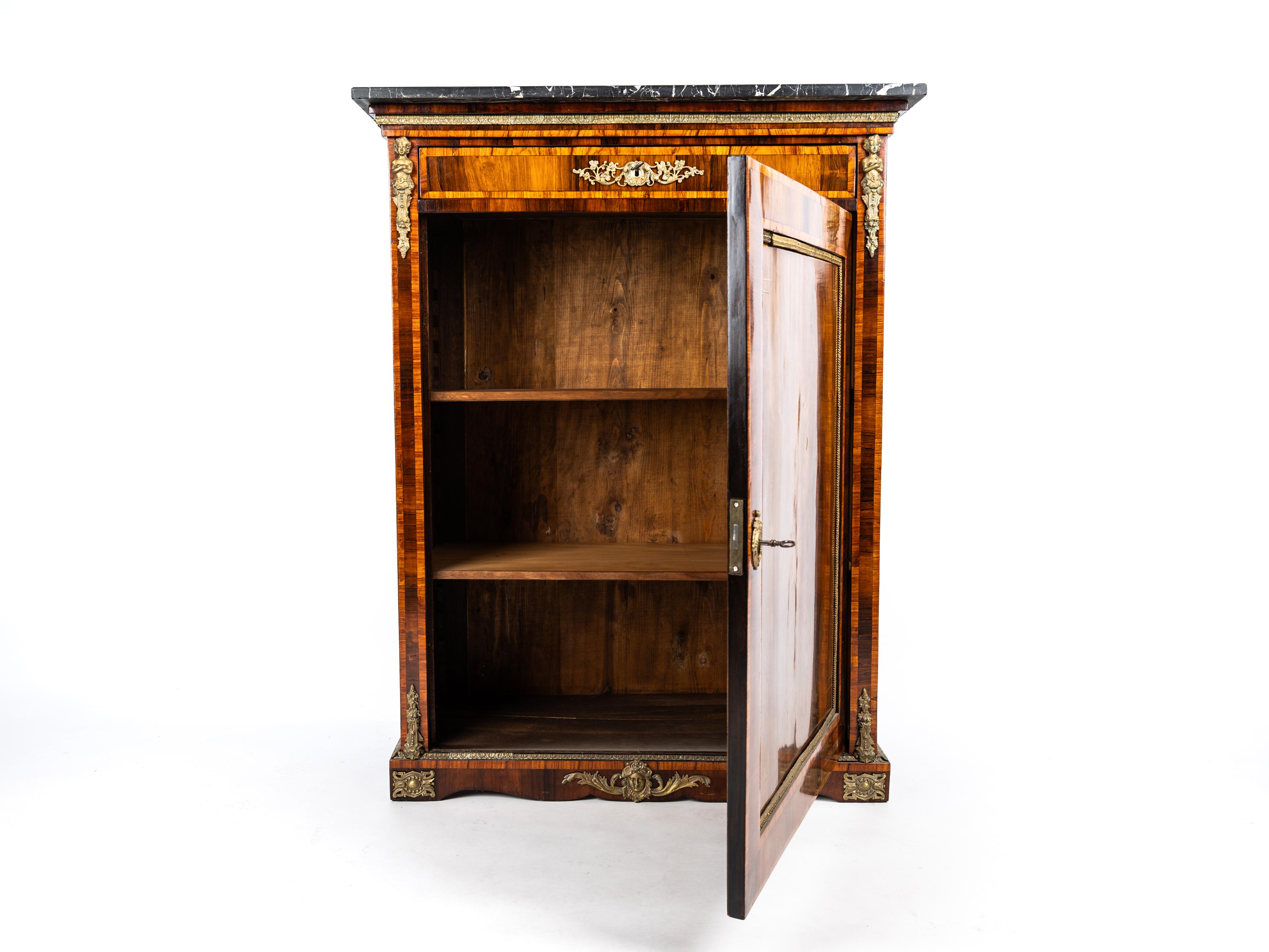 Inlay Stunning Vertiko with marquetry, half cabinet, Napoleon III, 1880s, France For Sale