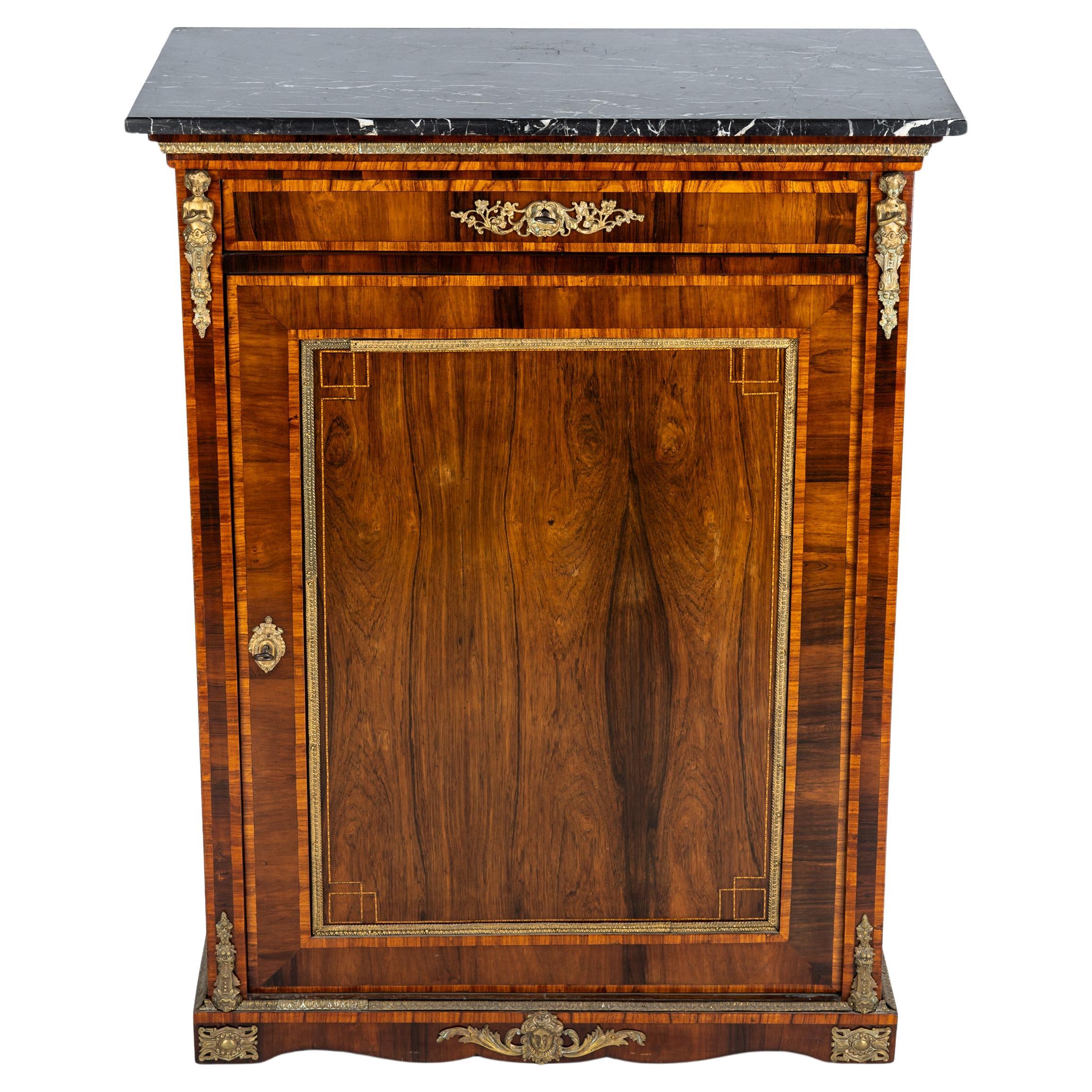 Stunning Vertiko with marquetry, half cabinet, Napoleon III, 1880s, France For Sale