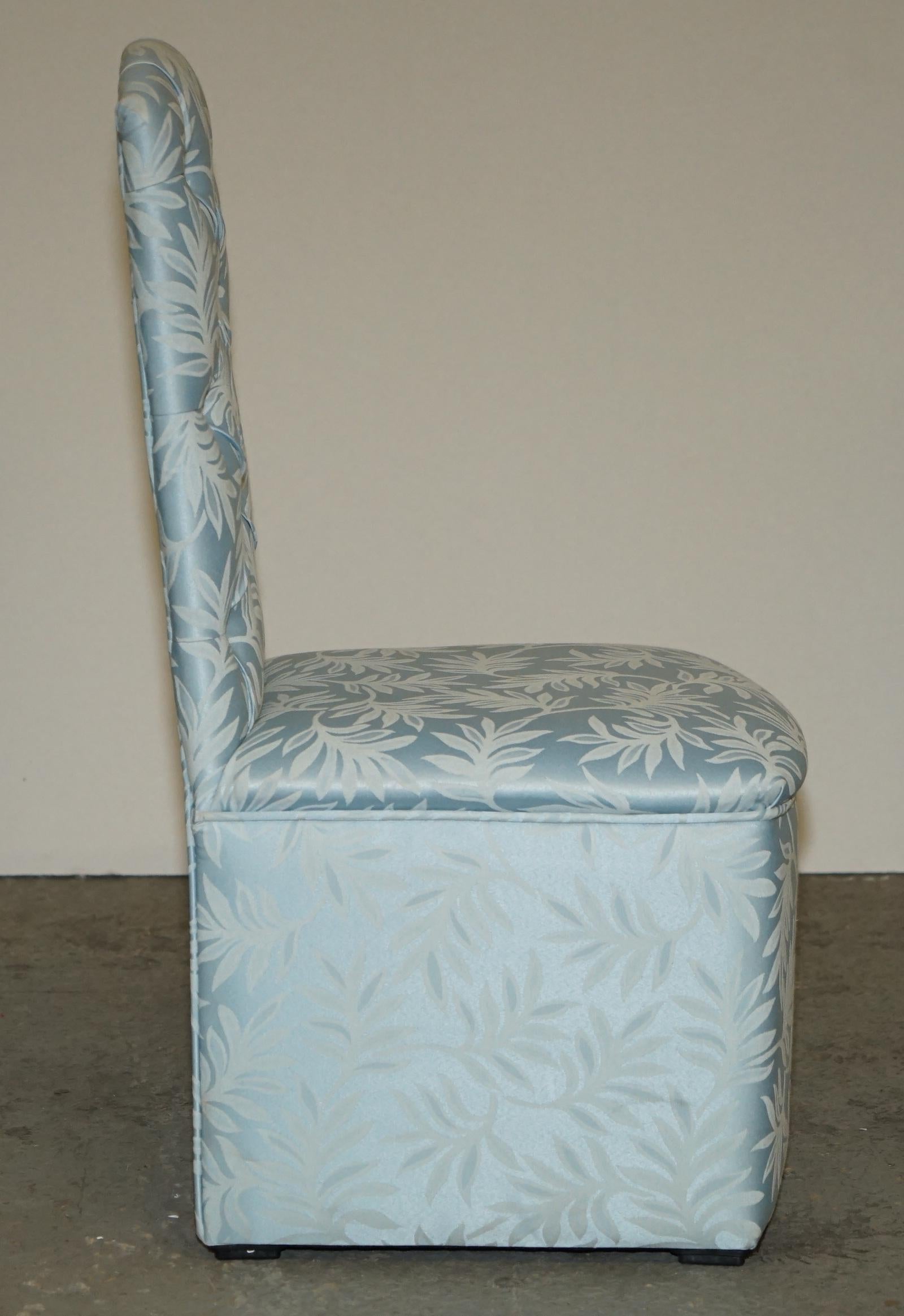 STUNNING VERY COMFORTABLE BLUE FLORAL SILK FINISH DRESSING TABLE OR SIDE CHAiR For Sale 2