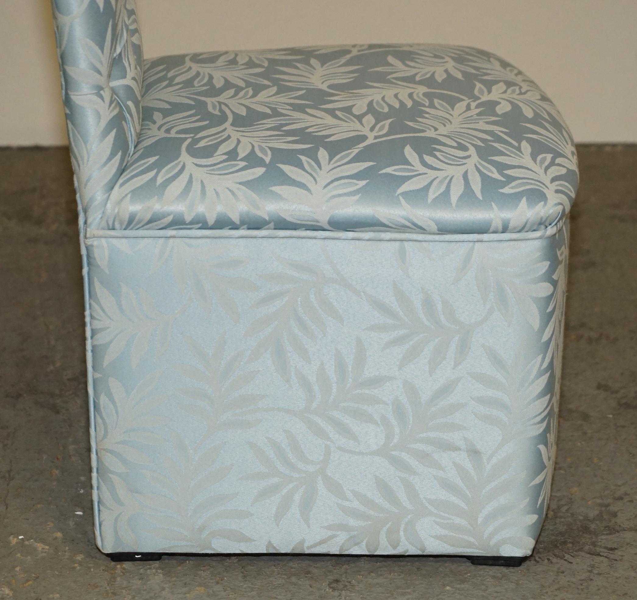 STUNNING VERY COMFORTABLE BLUE FLORAL SILK FINISH DRESSING TABLE OR SIDE CHAiR For Sale 3