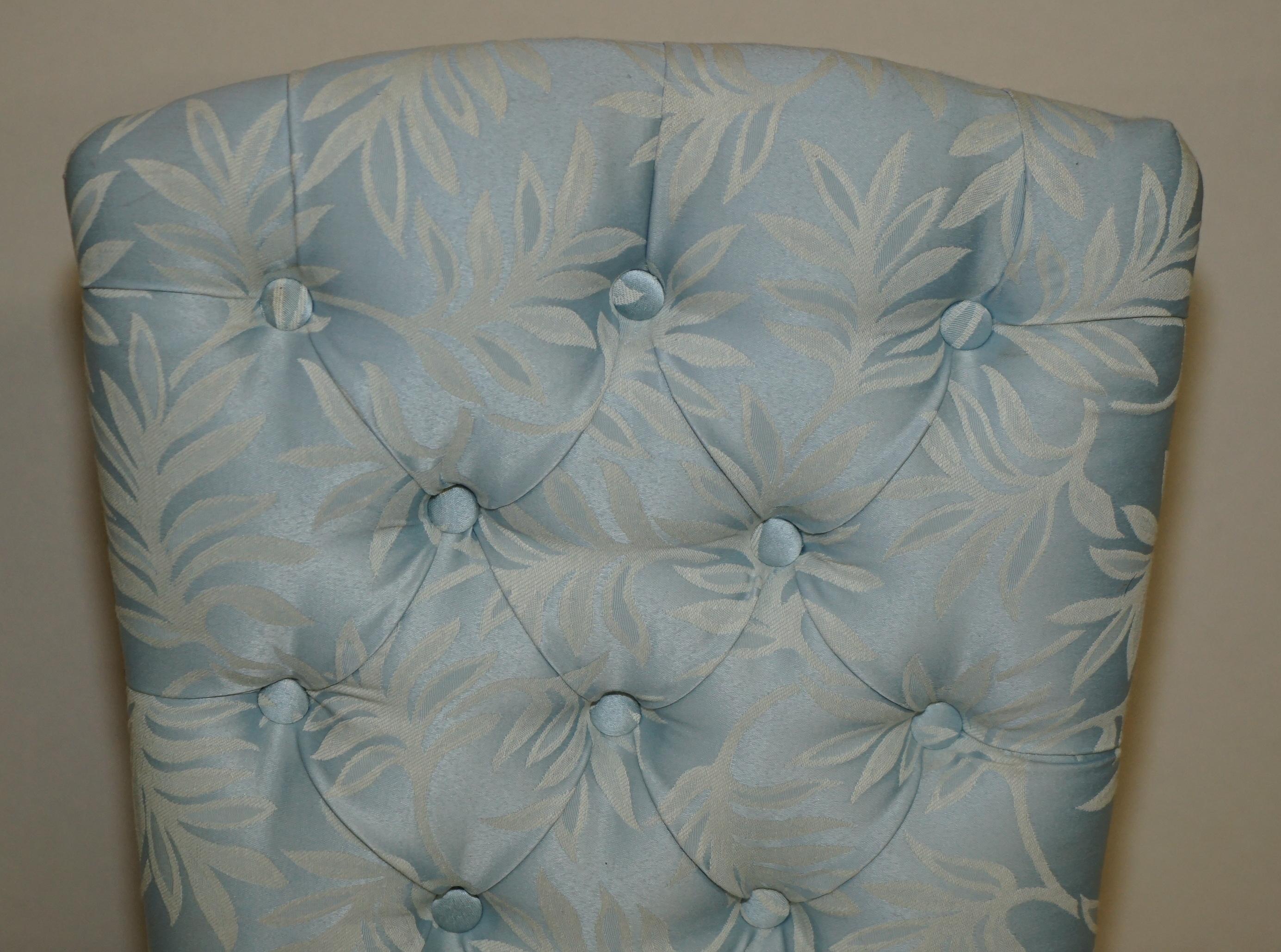 Hand-Crafted STUNNING VERY COMFORTABLE BLUE FLORAL SILK FINISH DRESSING TABLE OR SIDE CHAiR For Sale