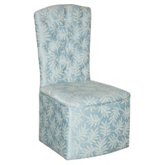 Vintage STUNNING VERY COMFORTABLE BLUE FLORAL SILK FINISH DRESSING TABLE OR SIDE CHAiR