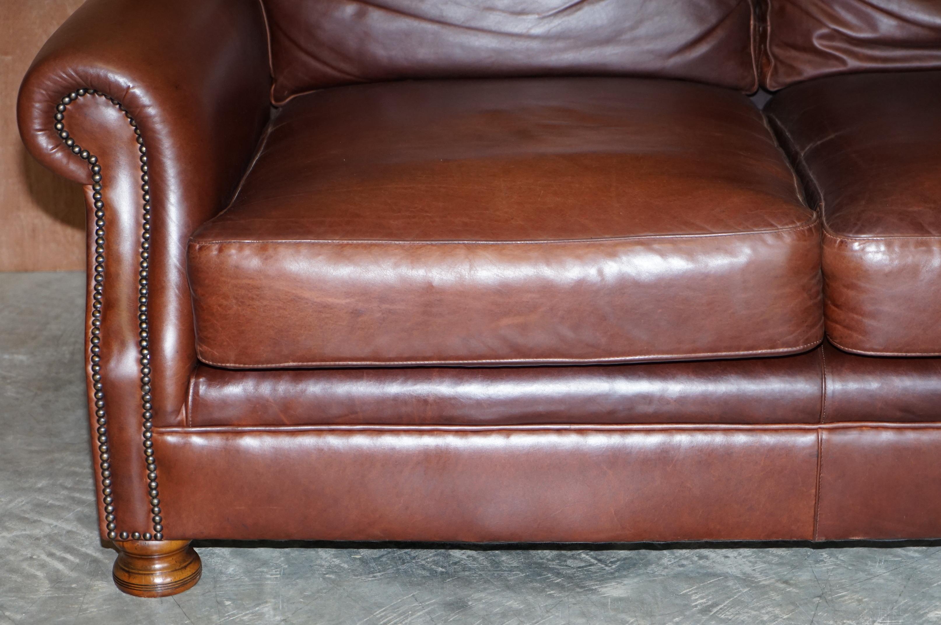 Stunning Very Comfortable Heritage Brown Leather Tetrad Prince Two Seat Sofa 3