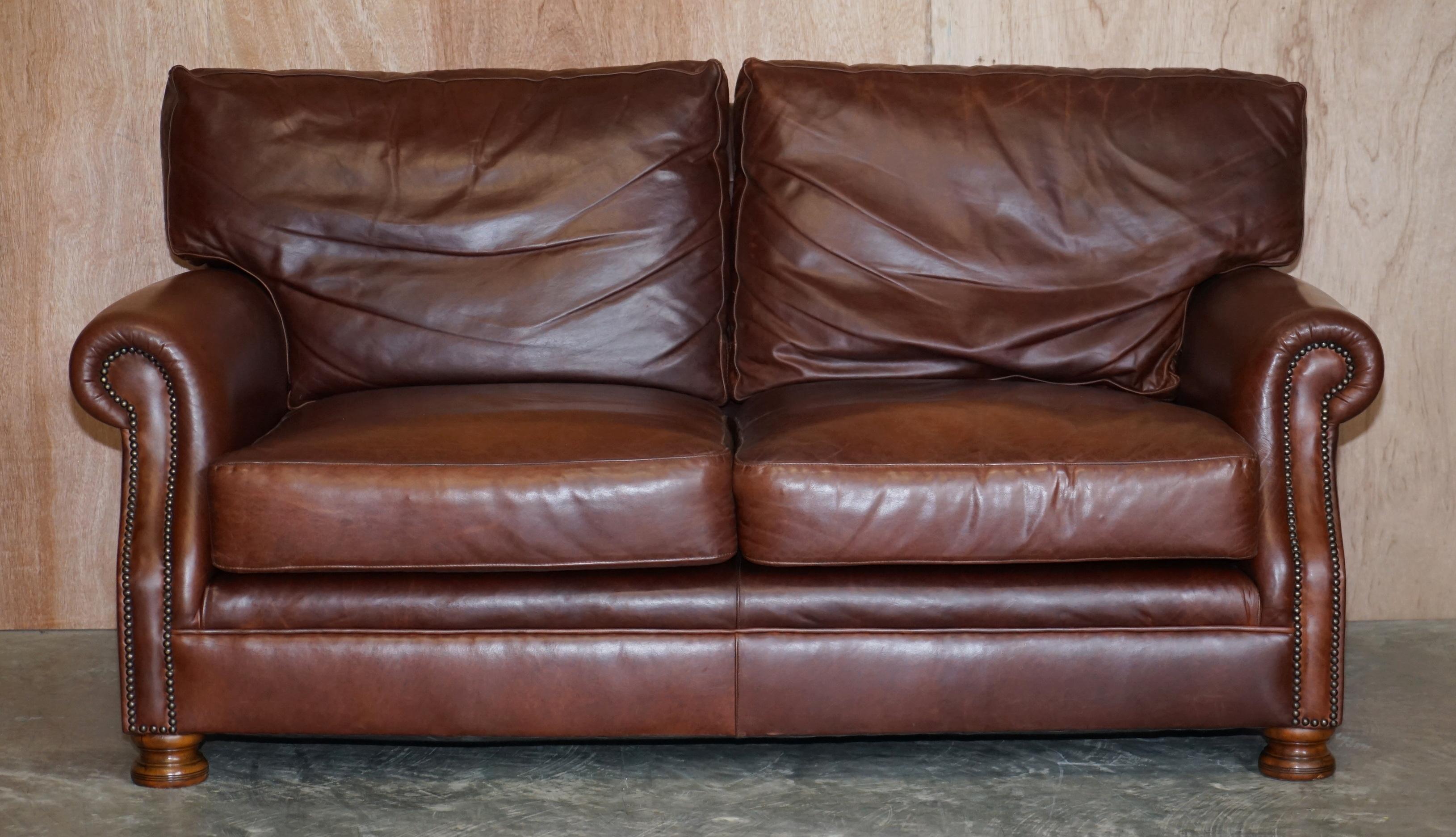 We are delighted to offer this lovely heritage tan brown leather Tetrad Prince two seat sofa 

This sofa is in lovely condition, we have cleaned waxed and polished it from top to bottom, it has a wonderful rich patina and good look and feel to