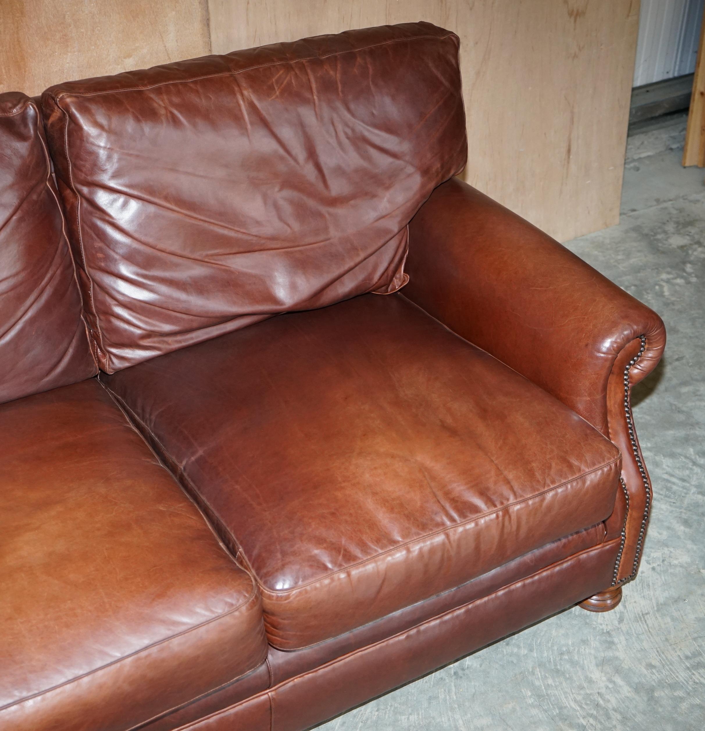 English Stunning Very Comfortable Heritage Brown Leather Tetrad Prince Two Seat Sofa