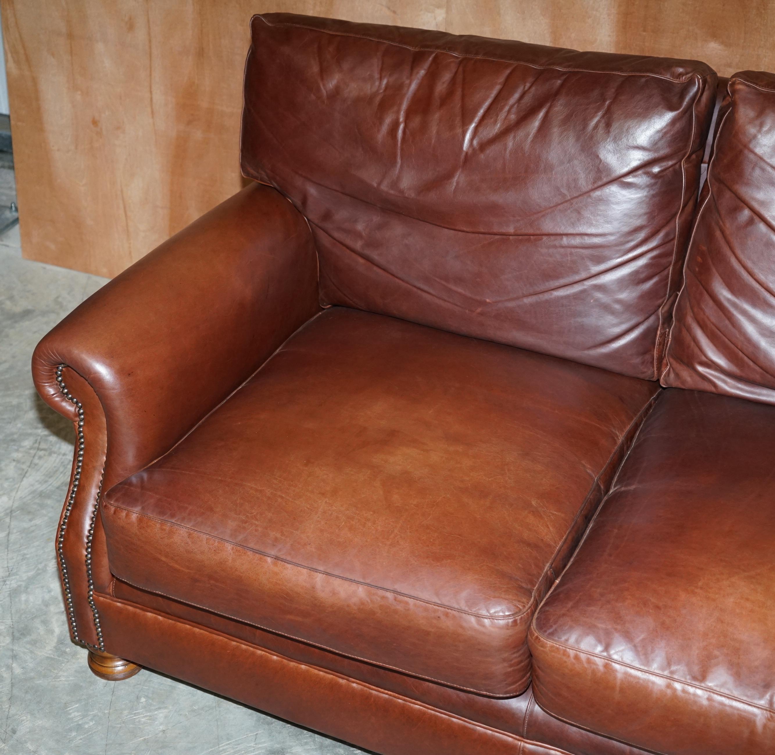 Hand-Crafted Stunning Very Comfortable Heritage Brown Leather Tetrad Prince Two Seat Sofa