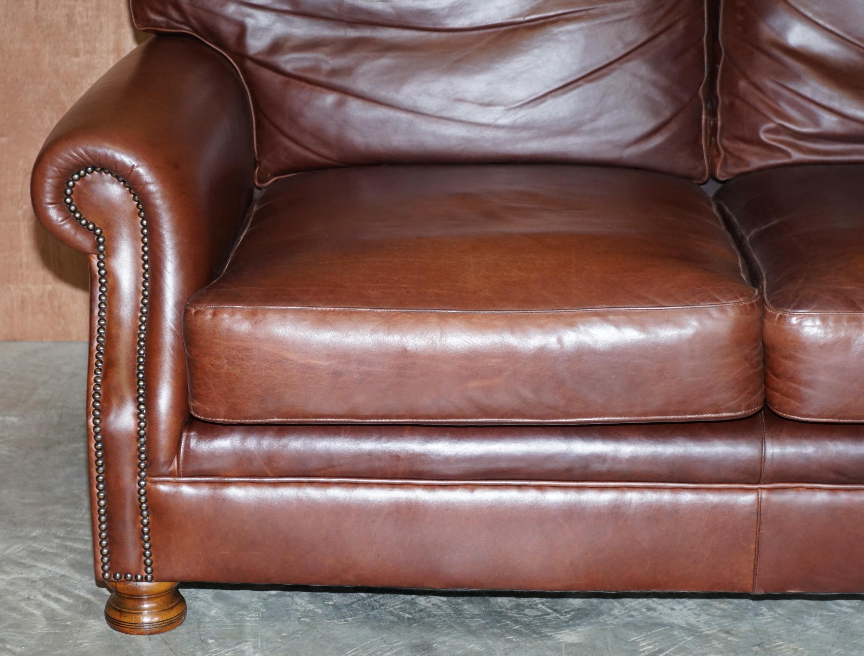 Stunning Very Comfortable Heritage Brown Leather Tetrad Prince Two Seat Sofa 2