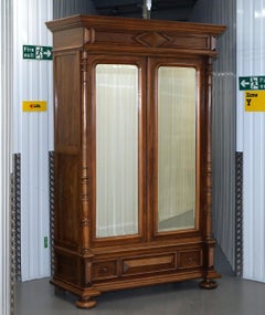 Stunning Very Grand circa 1860 French Walnut Mirrored Door Armoire Wardrobe