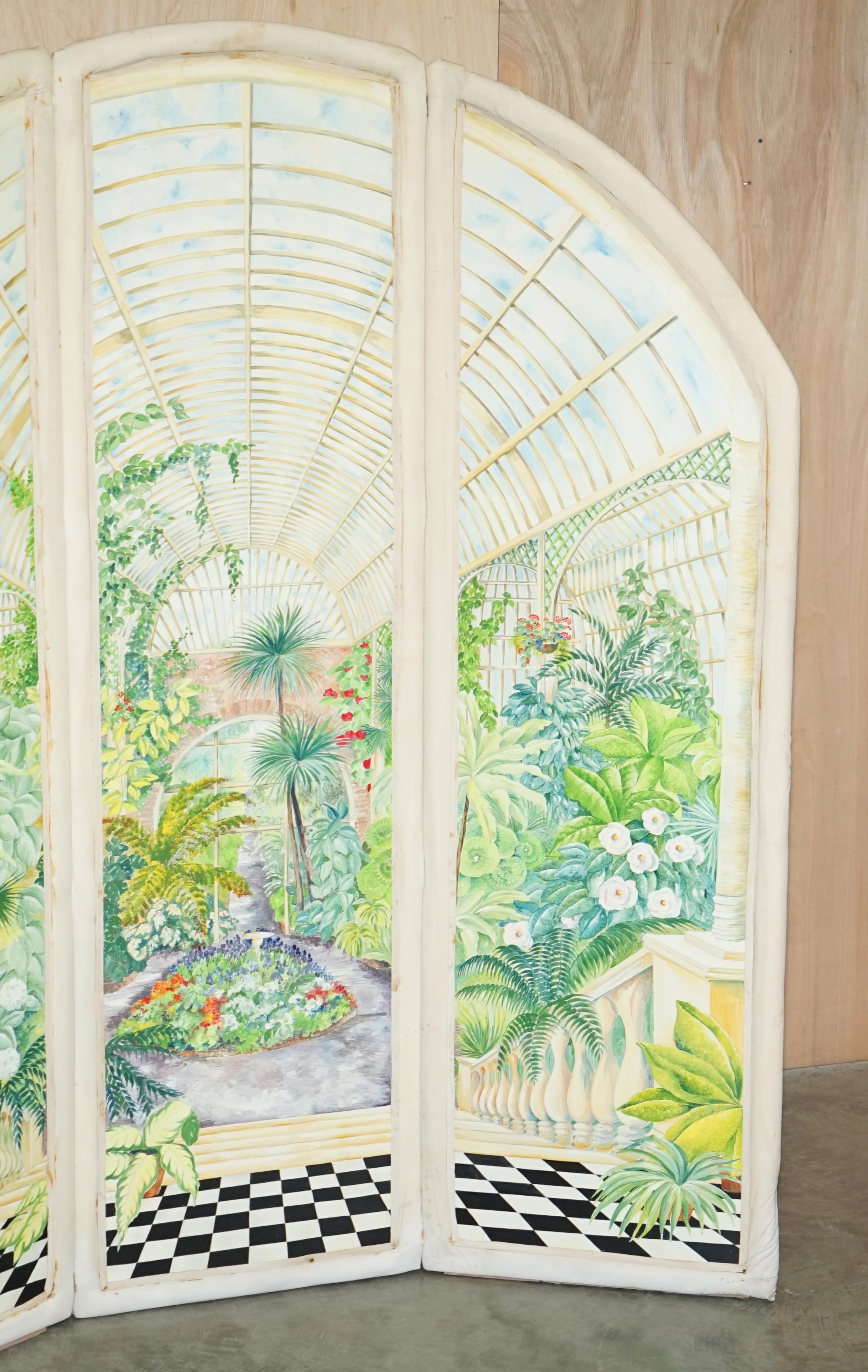 STUNNING VERY LARGE 1930's WATERCOLOR ROOM DIVIDER FOLDING SCREEN GARDEN SCENE For Sale 1