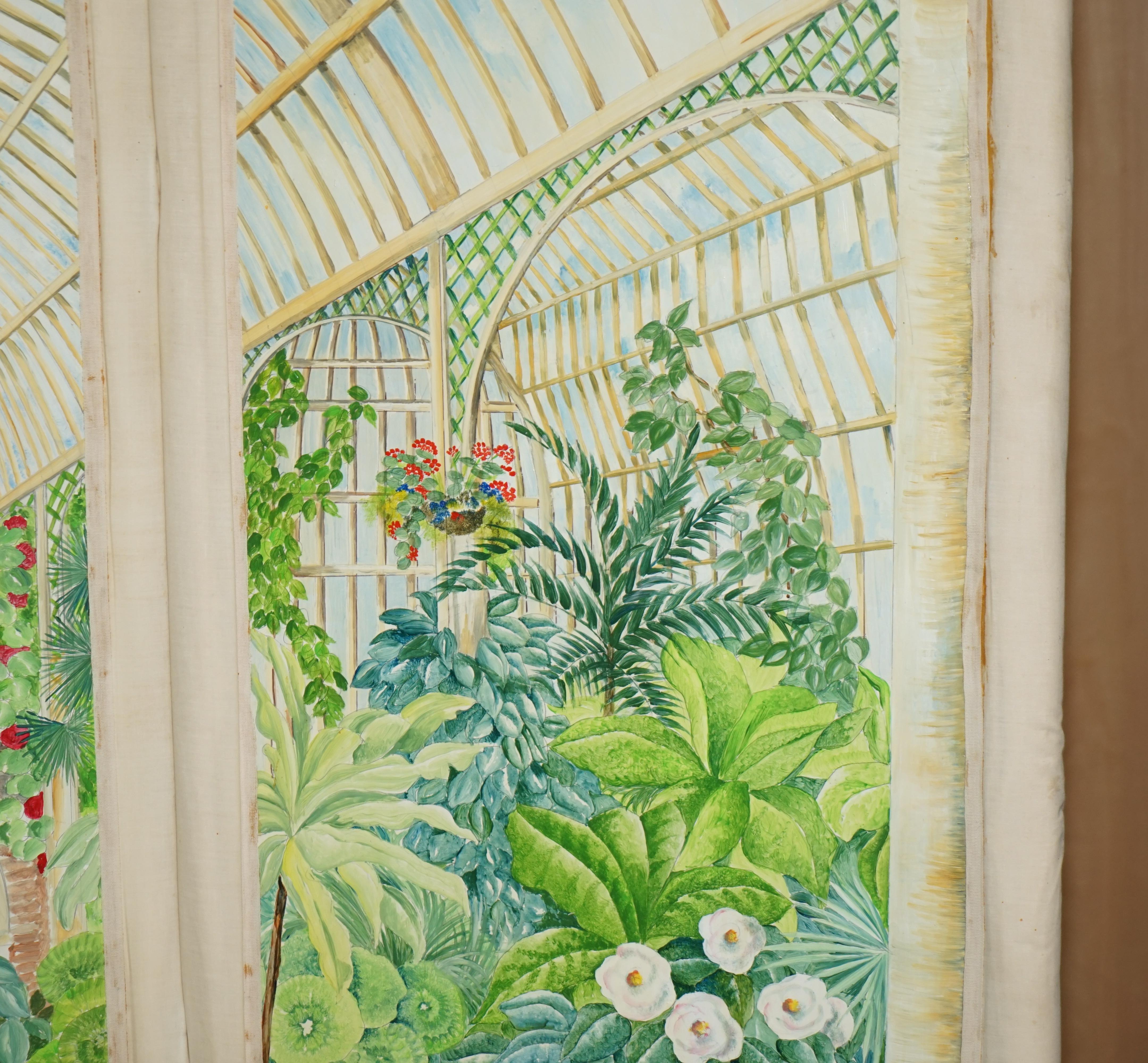 STUNNING VERY LARGE 1930's WATERCOLOR ROOM DIVIDER FOLDING SCREEN GARDEN SCENE For Sale 6