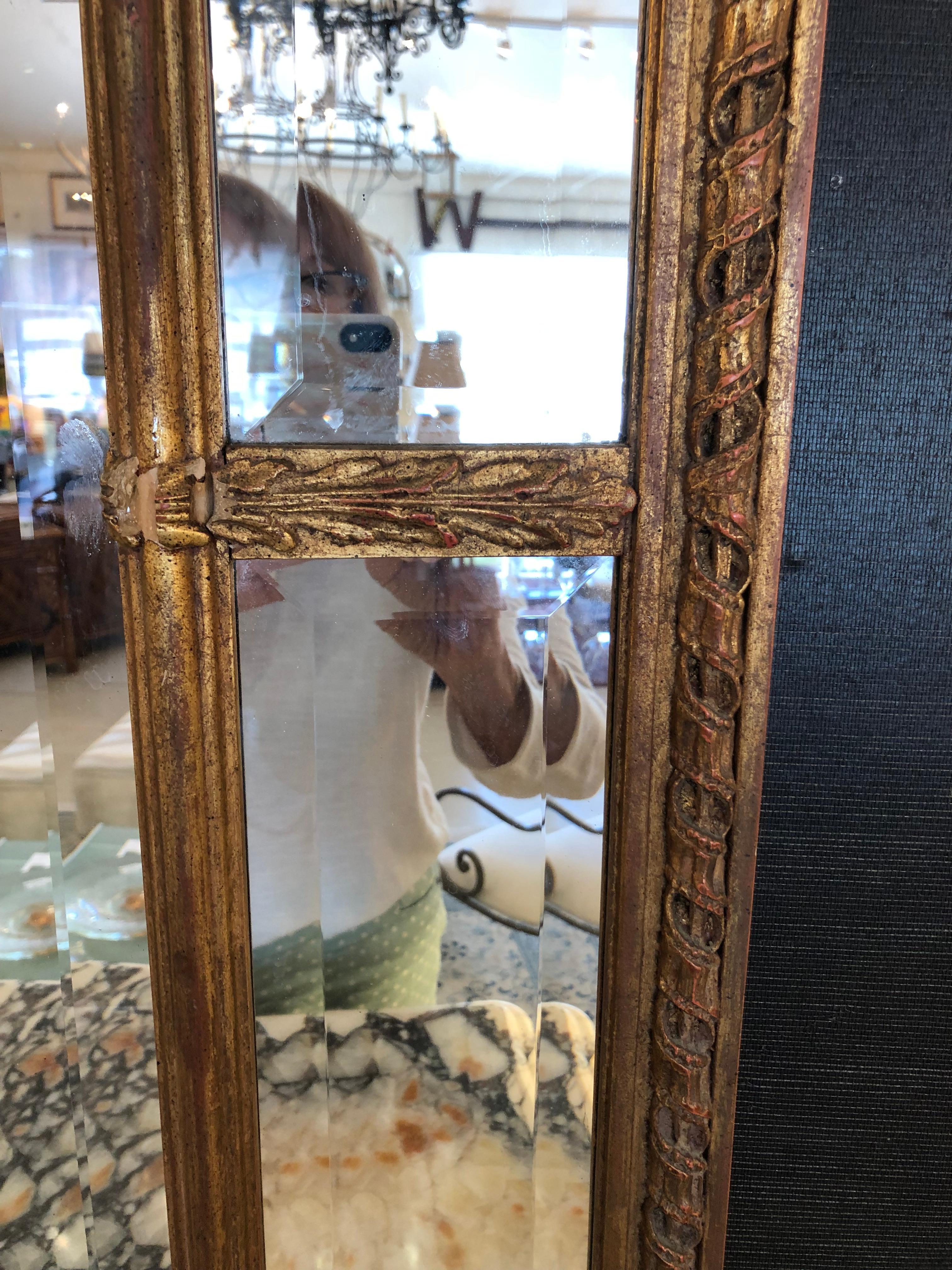 Stunning Very Large Louis XVI Style Giltwood & Beveled Mirror For Sale 6