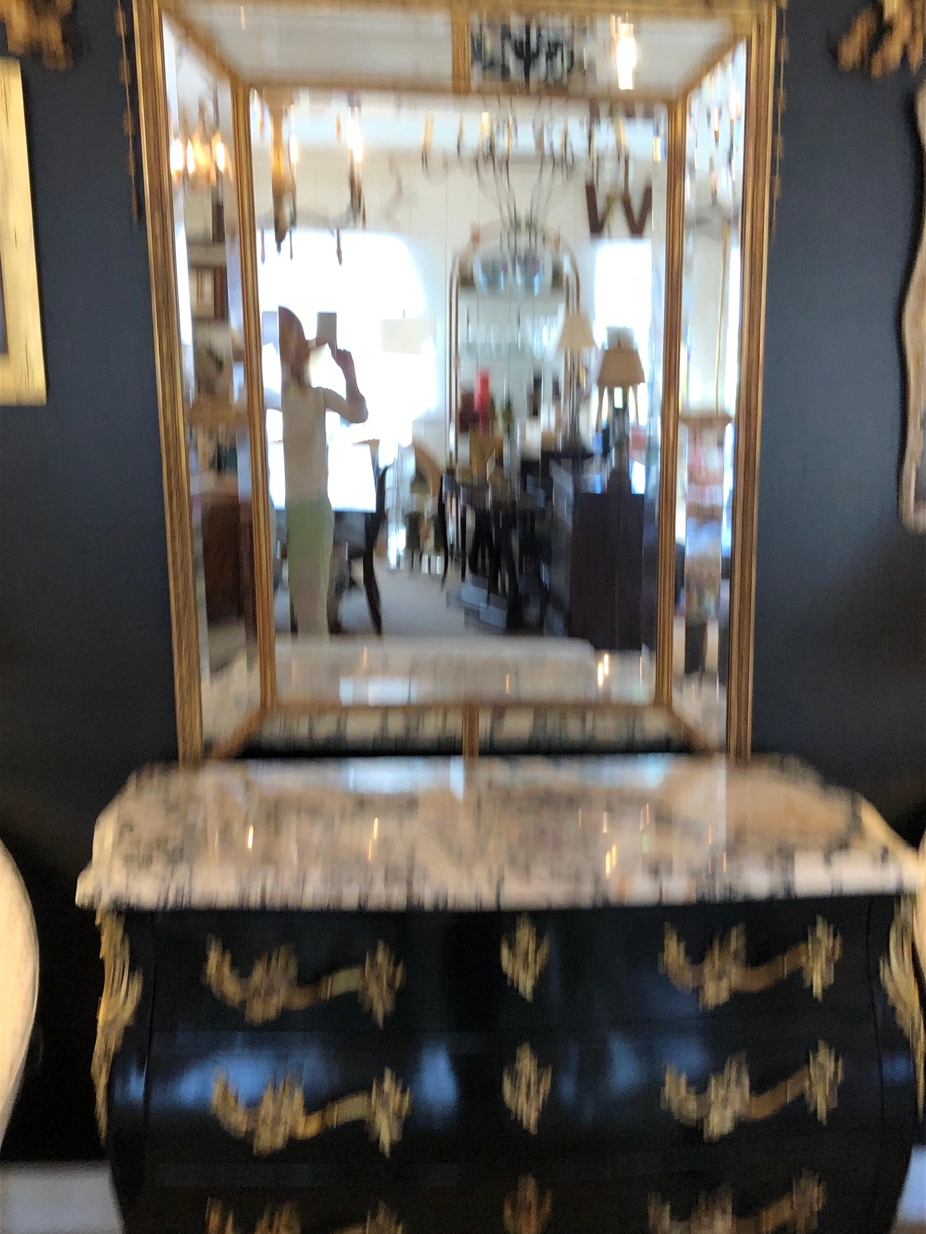 Stunning Very Large Louis XVI Style Giltwood & Beveled Mirror For Sale 8