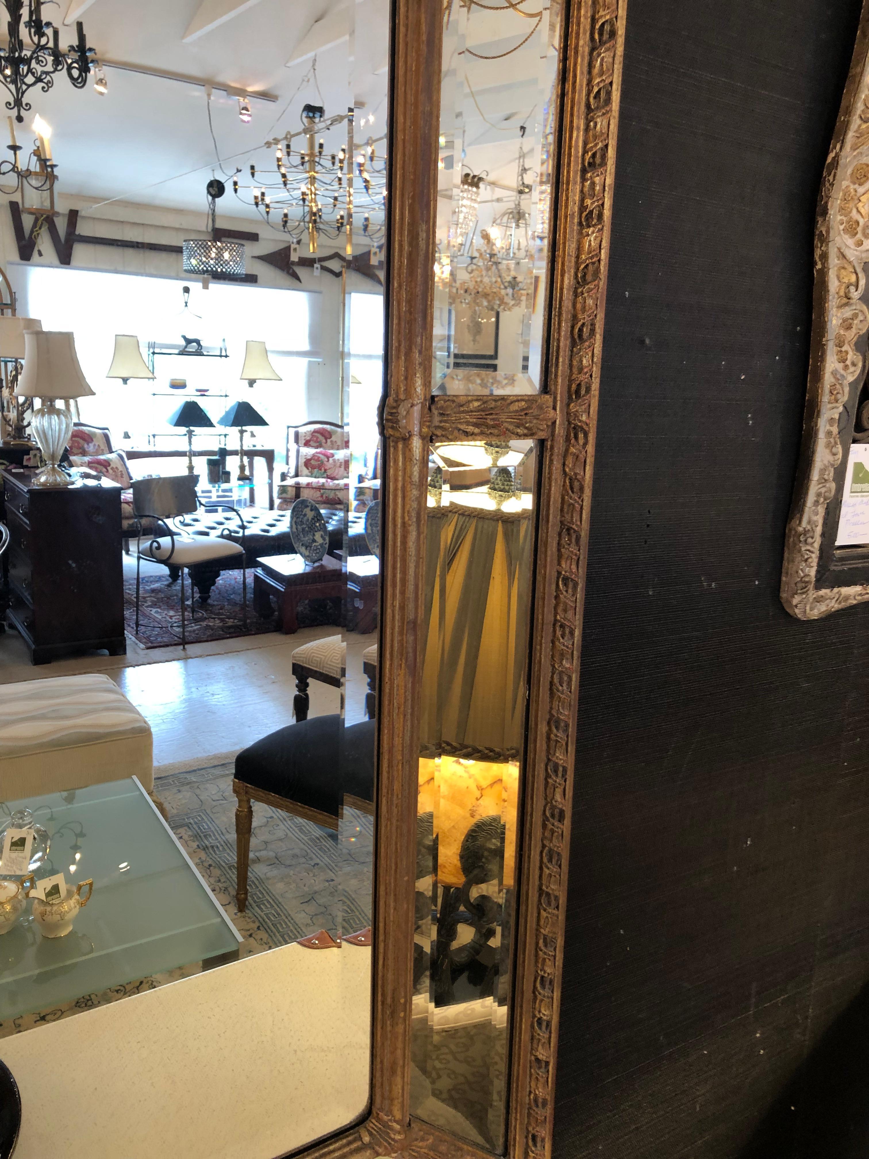 Stunning Very Large Louis XVI Style Giltwood & Beveled Mirror For Sale 10