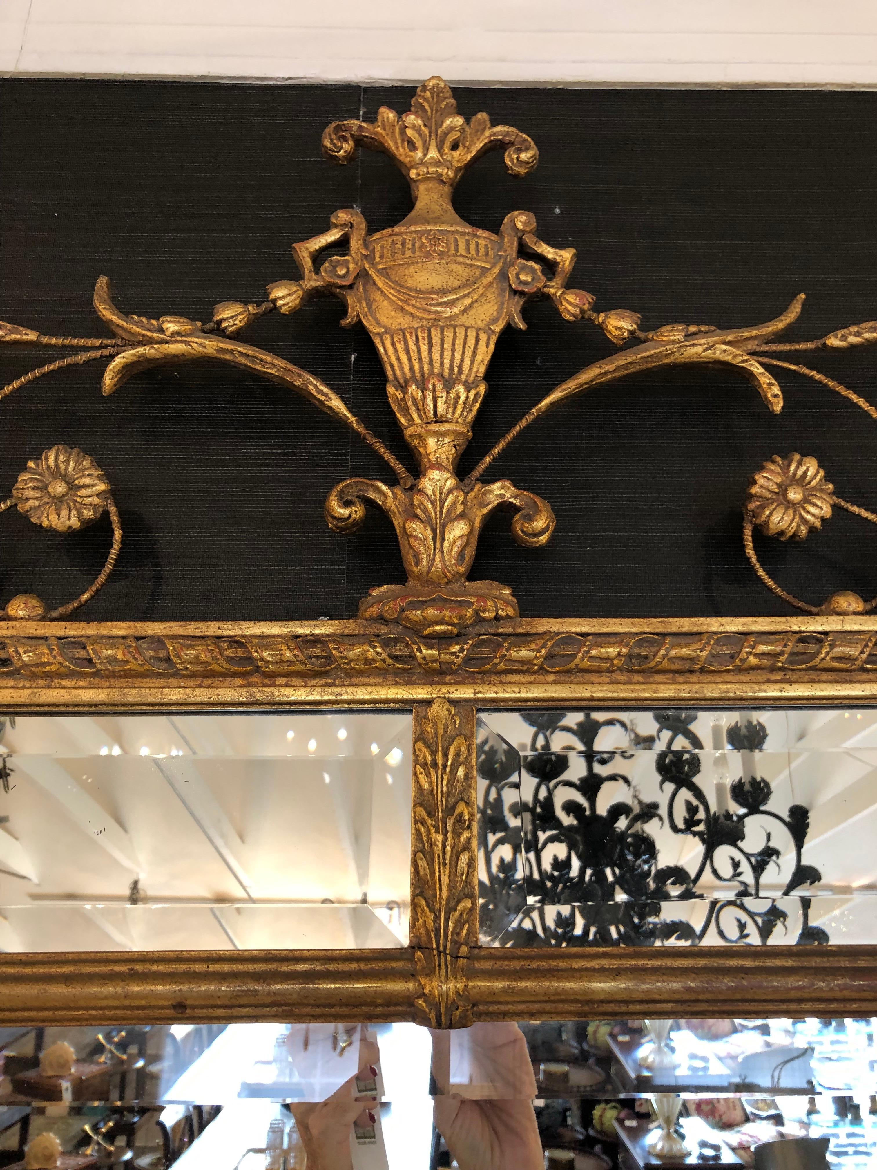 Atemberaubende sehr große Louis XVI-Stil Giltwood & abgeschrägte Spiegel im Angebot 11