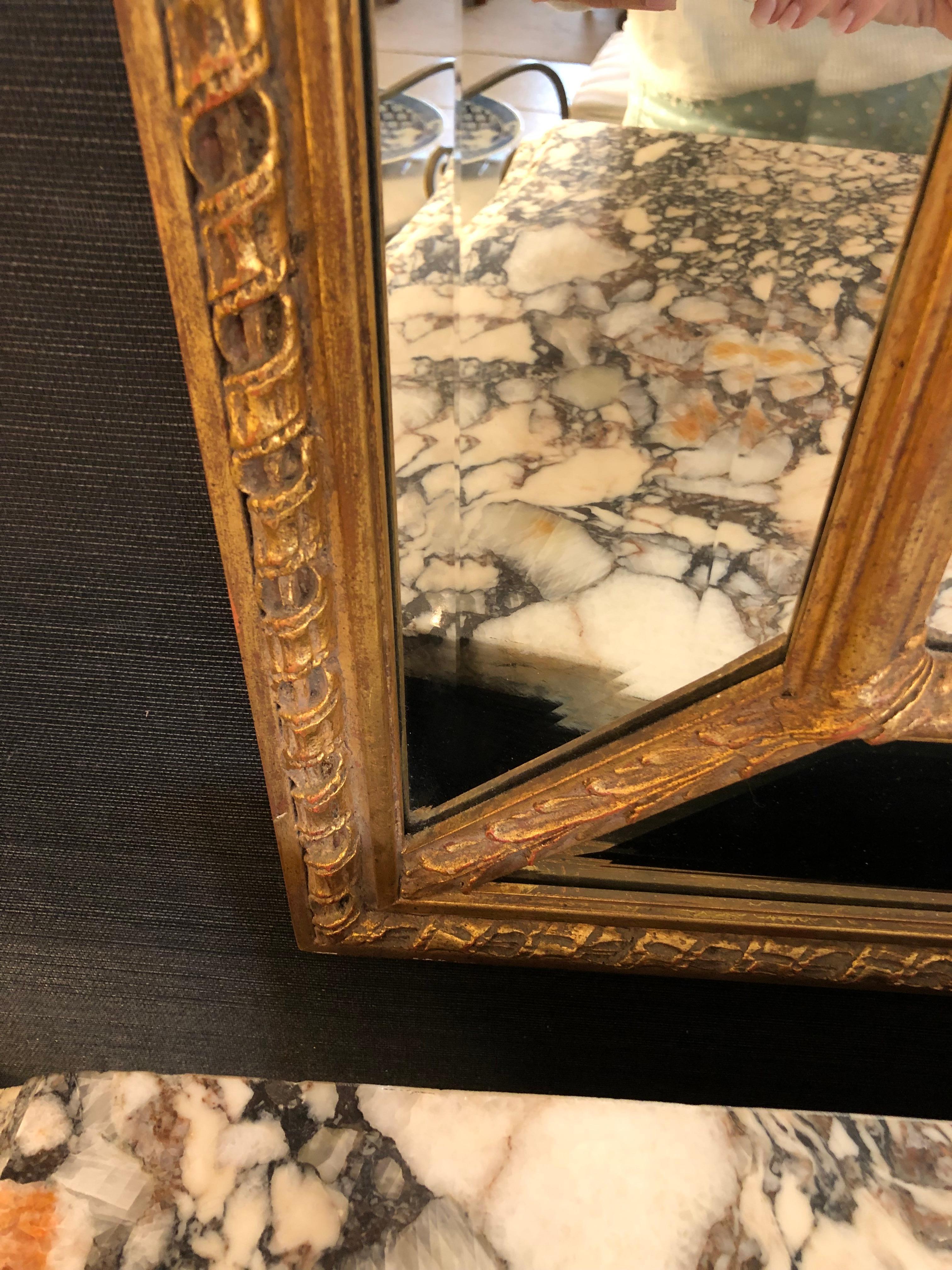 Stunning Very Large Louis XVI Style Giltwood & Beveled Mirror For Sale 3