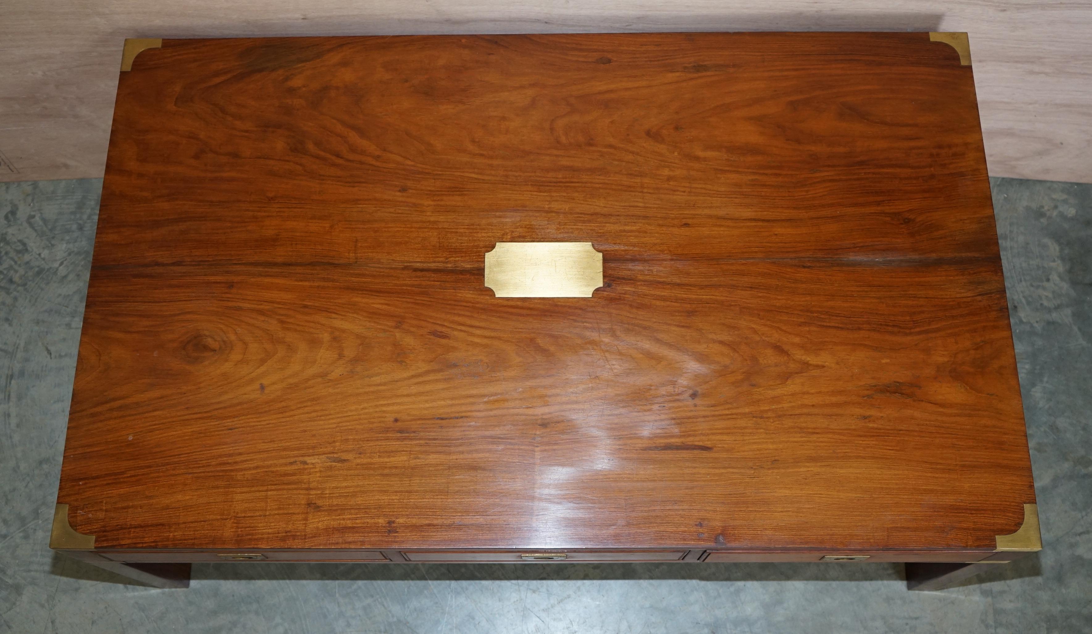 Hardwood Stunning Very Large Three Drawer Harrods Kennedy Military Campaign Coffee Table