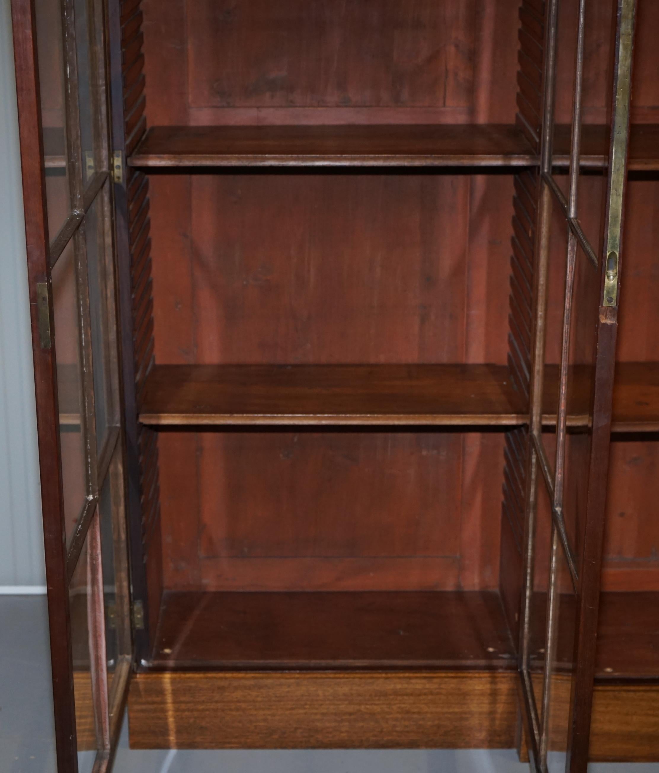 Stunning Very Large Victorian Mahogany Library Breakfront Bookcase Glass Doors 8