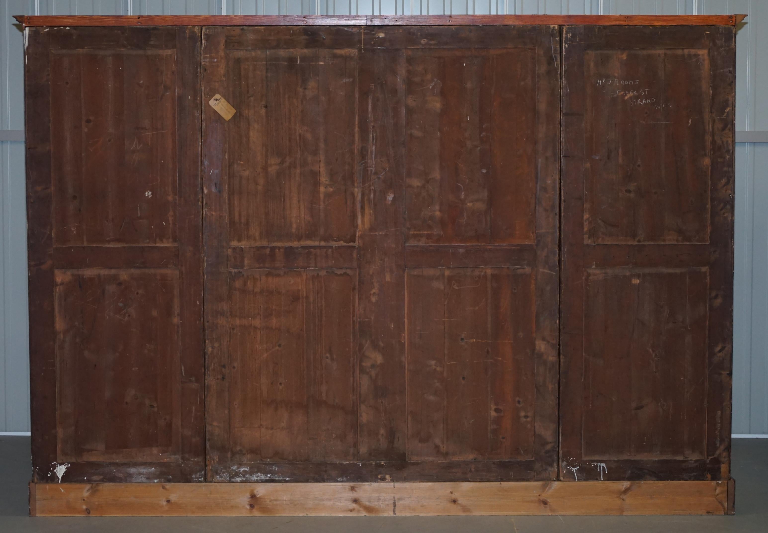 Stunning Very Large Victorian Mahogany Library Breakfront Bookcase Glass Doors 12