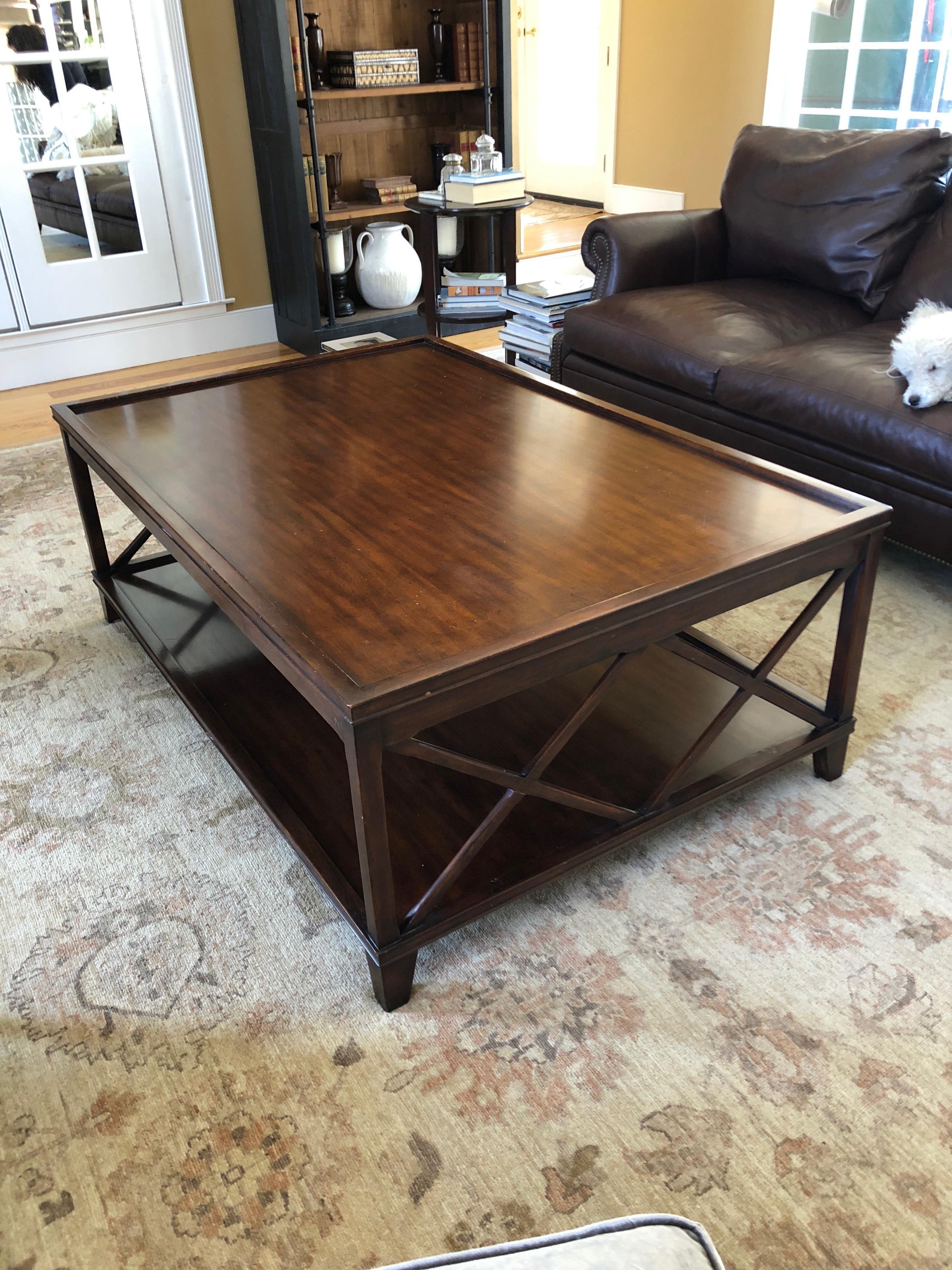 Stunning Very Large Walnut X Design Coffee Table 3