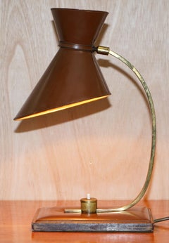 Stunning Very Rare 1950 French Leather Jacques Adnet Table Lamp Bronze Fittings