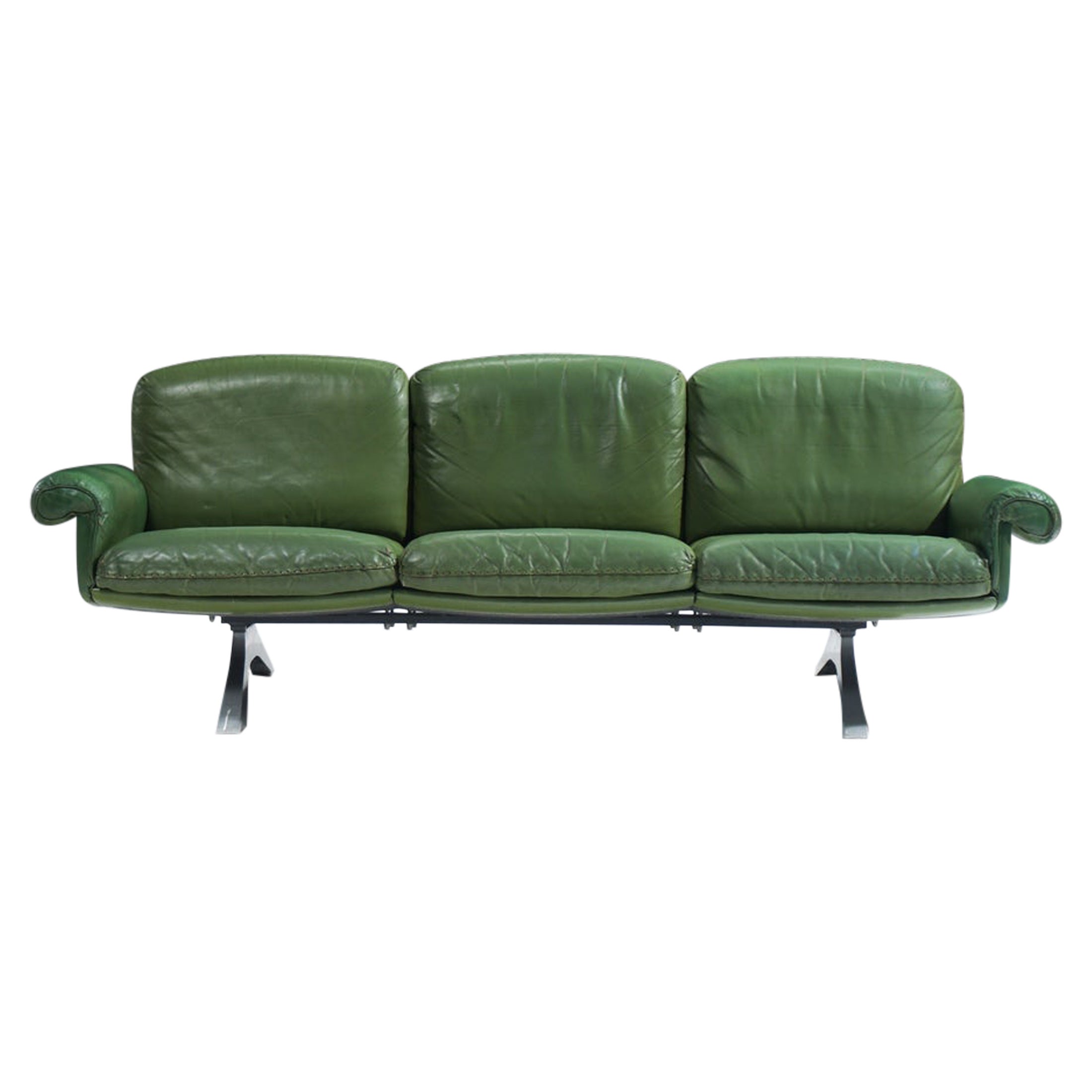 Stunning 
very rare green leather DS-31 Sofa by Team De Sede for De Sede Swiss en vente