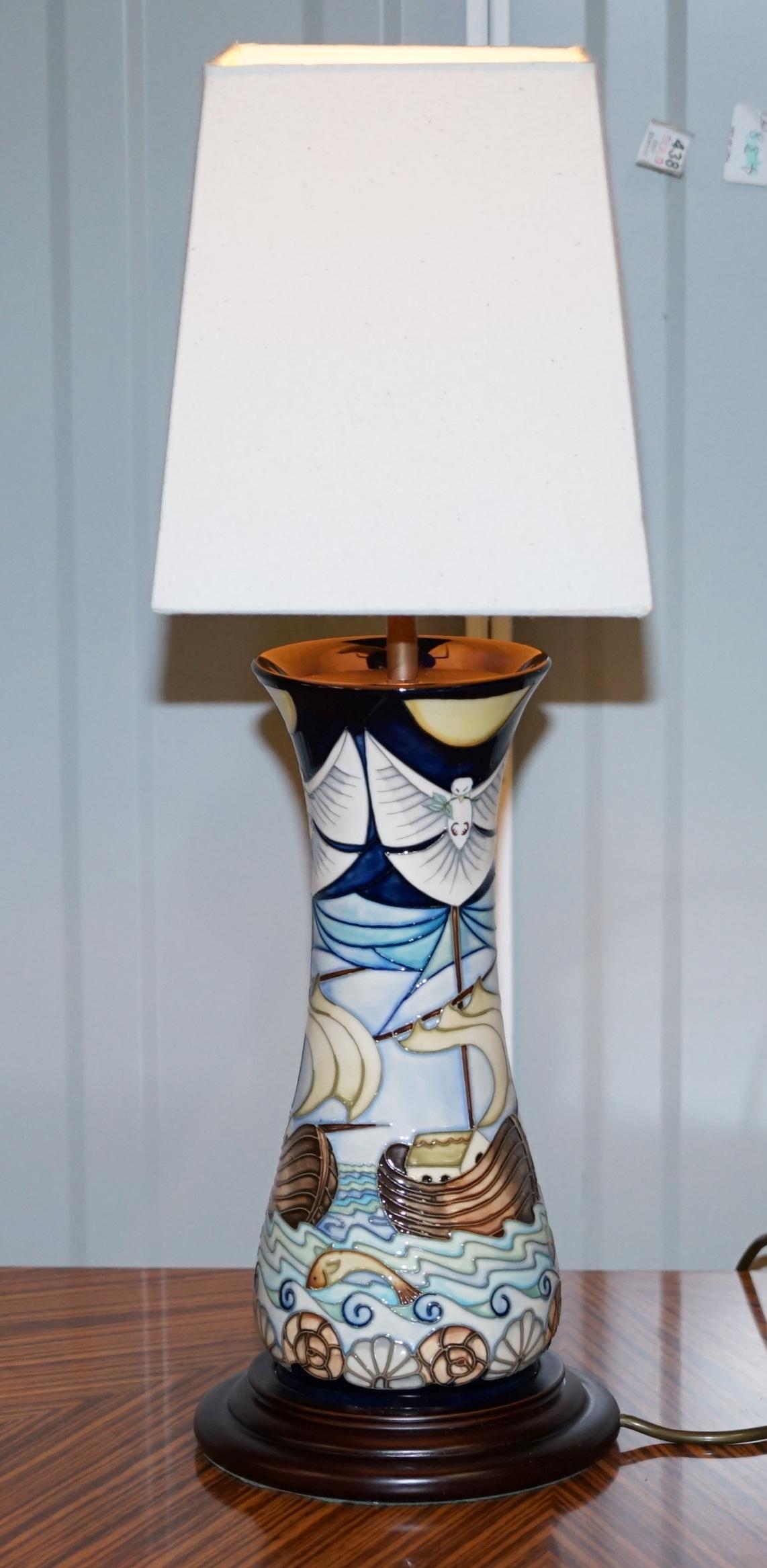 Stunning Very Rare Moorcroft Winds of Change Table Lamp Hand Painted Pottery 1