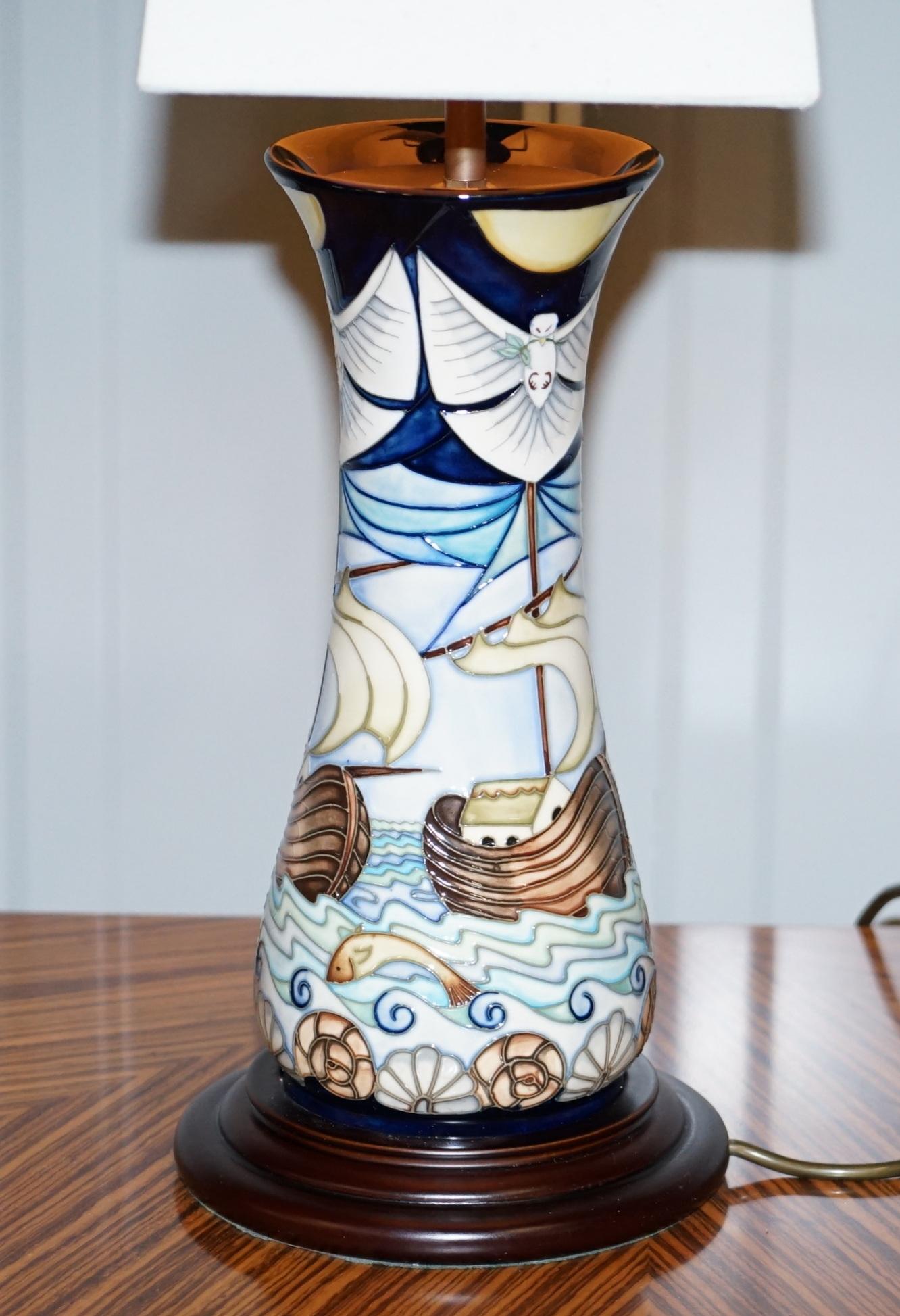 Stunning Very Rare Moorcroft Winds of Change Table Lamp Hand Painted Pottery 2