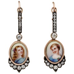 Stunning Victorian 1.40 Carat Diamond Miniature Drop Earrings