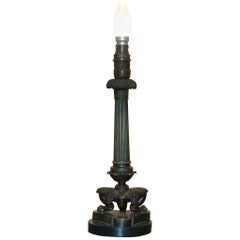 Stunning Victorian 1860-1880 Bronze Corinthian Pillared Lamp with Lion Paw Feet
