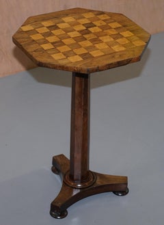 Stunning Victorian 1860 Redwood Pedestal Chess Games Checkers Backgammon Table