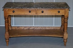 Stunning Victorian 1880 Marble Topped Satinwood Console or Writing Table Desk
