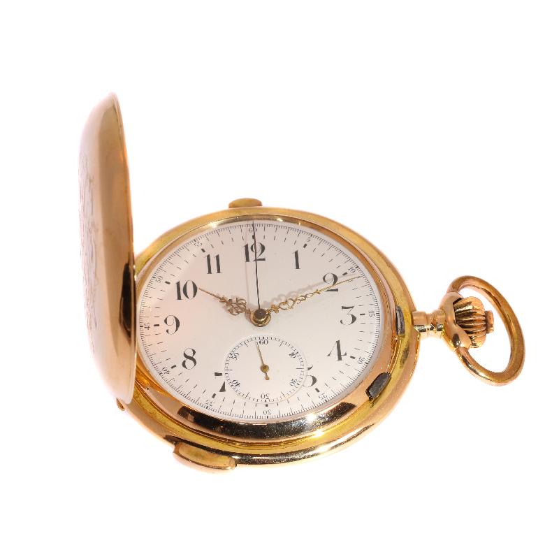 Late Victorian Stunning Victorian Ancre Gold Pocket Watch with Sonnerie Quarter Repeater