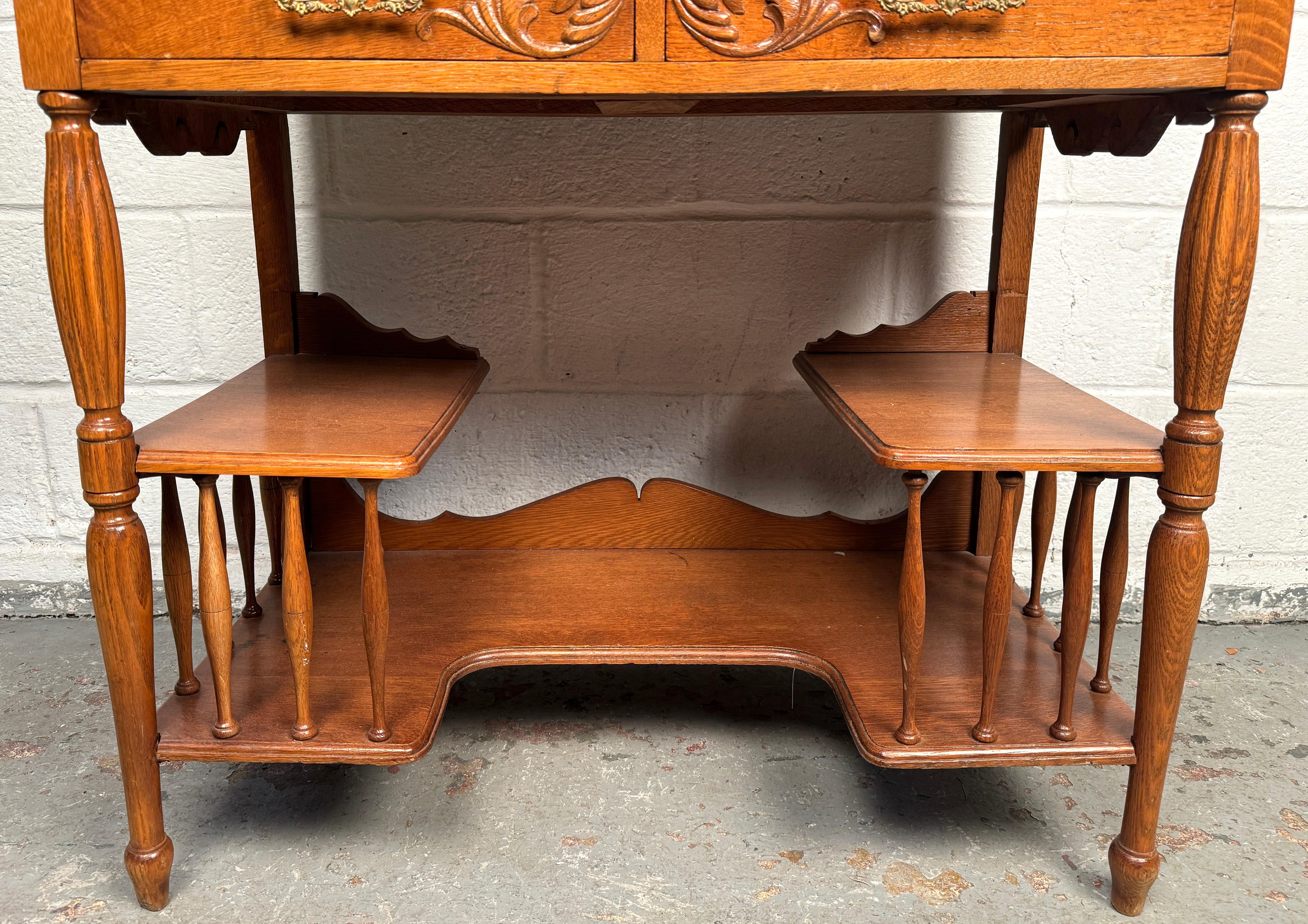 Stunning Victorian Antique Golden Oak Slant Front Desk For Sale 10