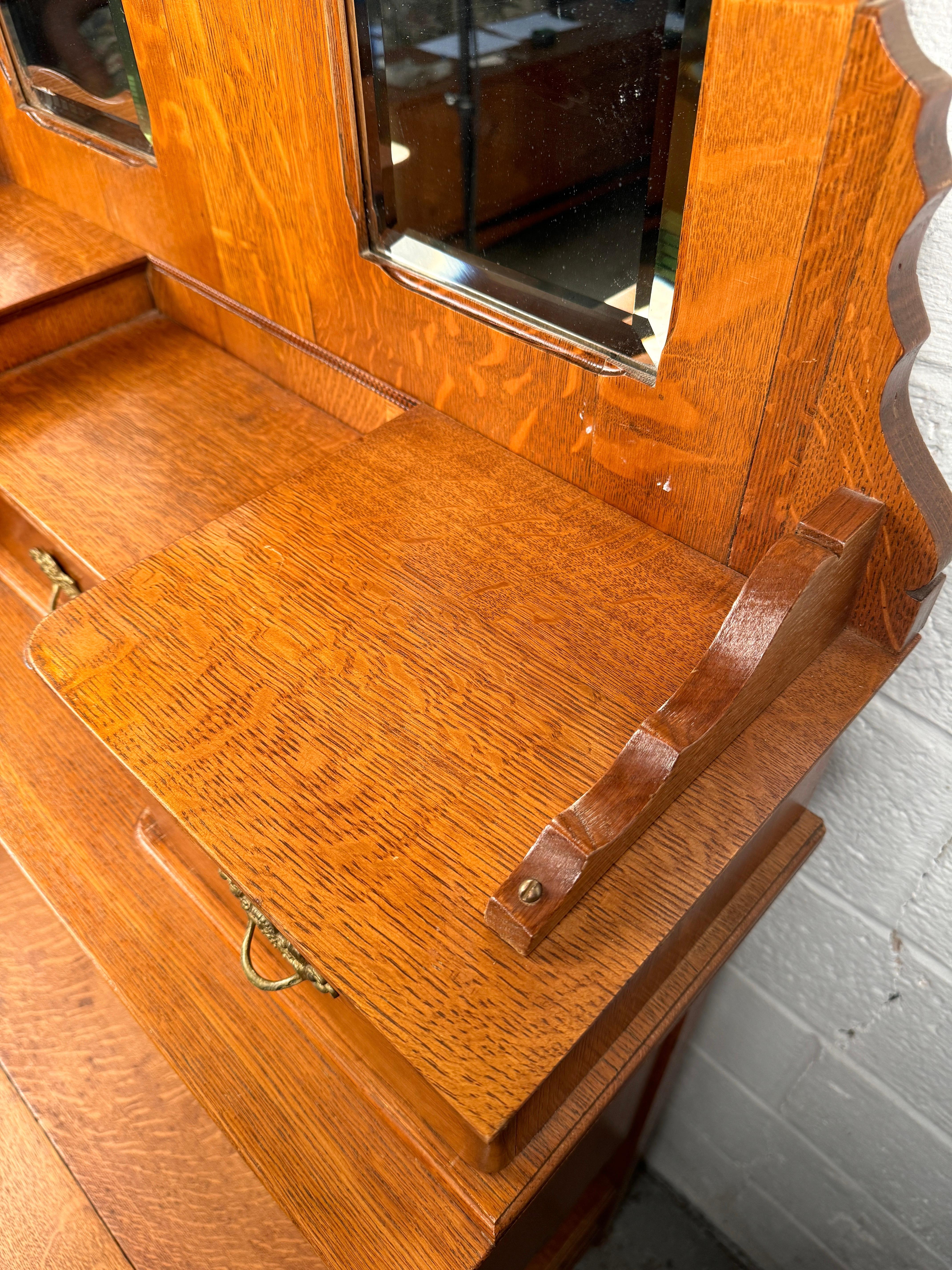 Stunning Victorian Antique Golden Oak Slant Front Desk For Sale 4