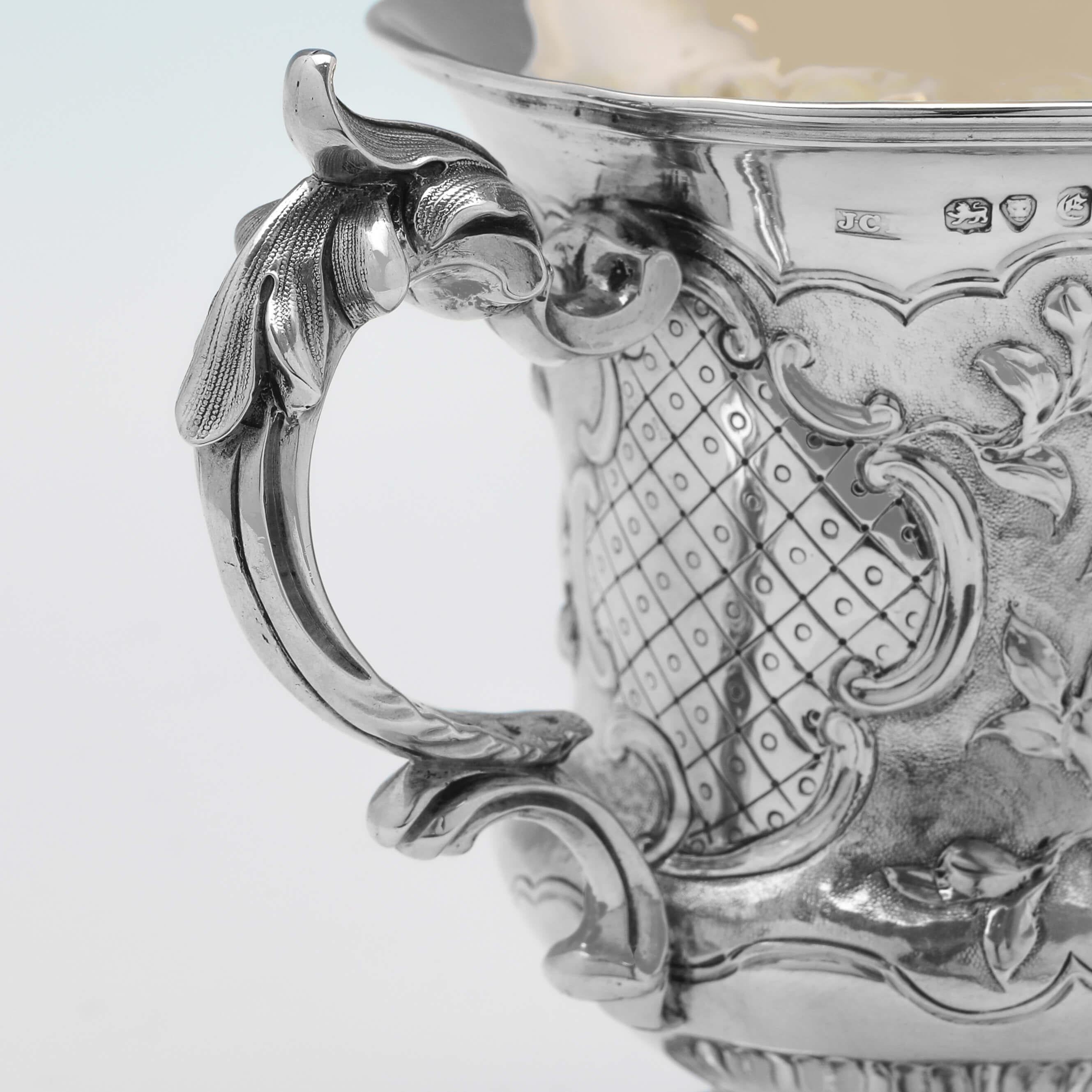 Mid-19th Century Stunning Victorian Antique Sterling Silver Christening Mug, London, 1840