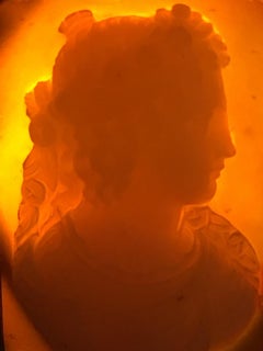 STUNNING VICTORIAN CARNELIAN HARDSTONE CAMEO RING - Solid 14K Gold + Seed Pearls