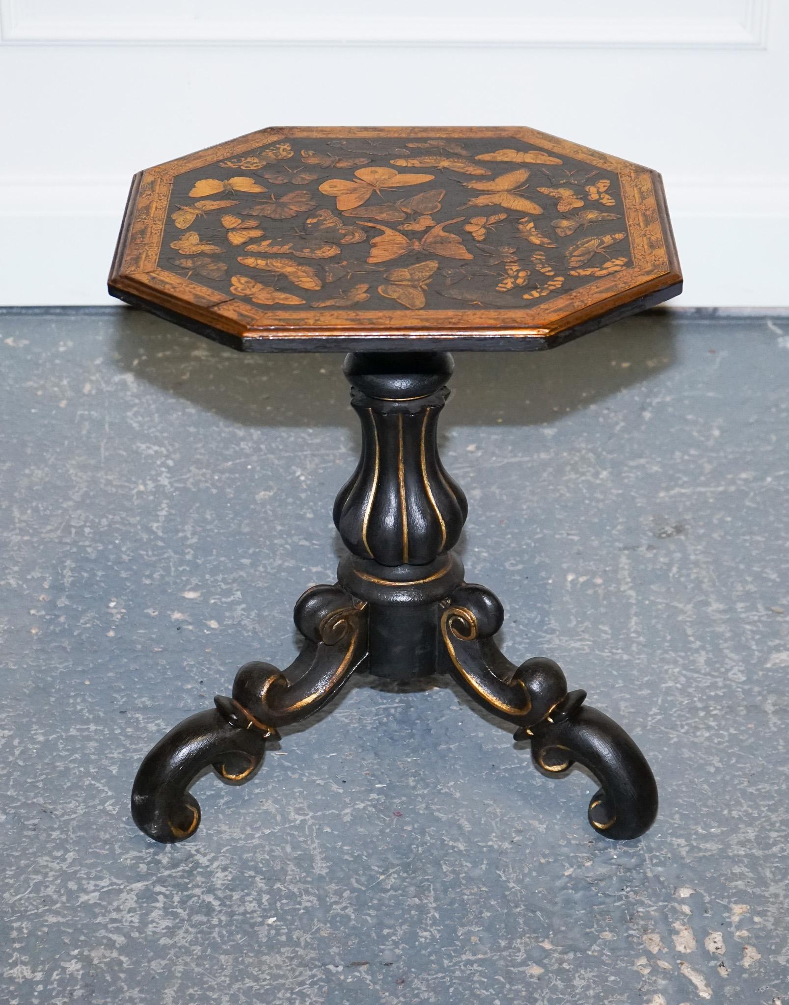We are delighted to offer for sale this Lovely Victorian Decoupage Hand Painted Side Table.

This Victorian decoupage hand-painted side wine lamp table is a truly stunning piece of furniture, crafted with great care and attention to detail. The